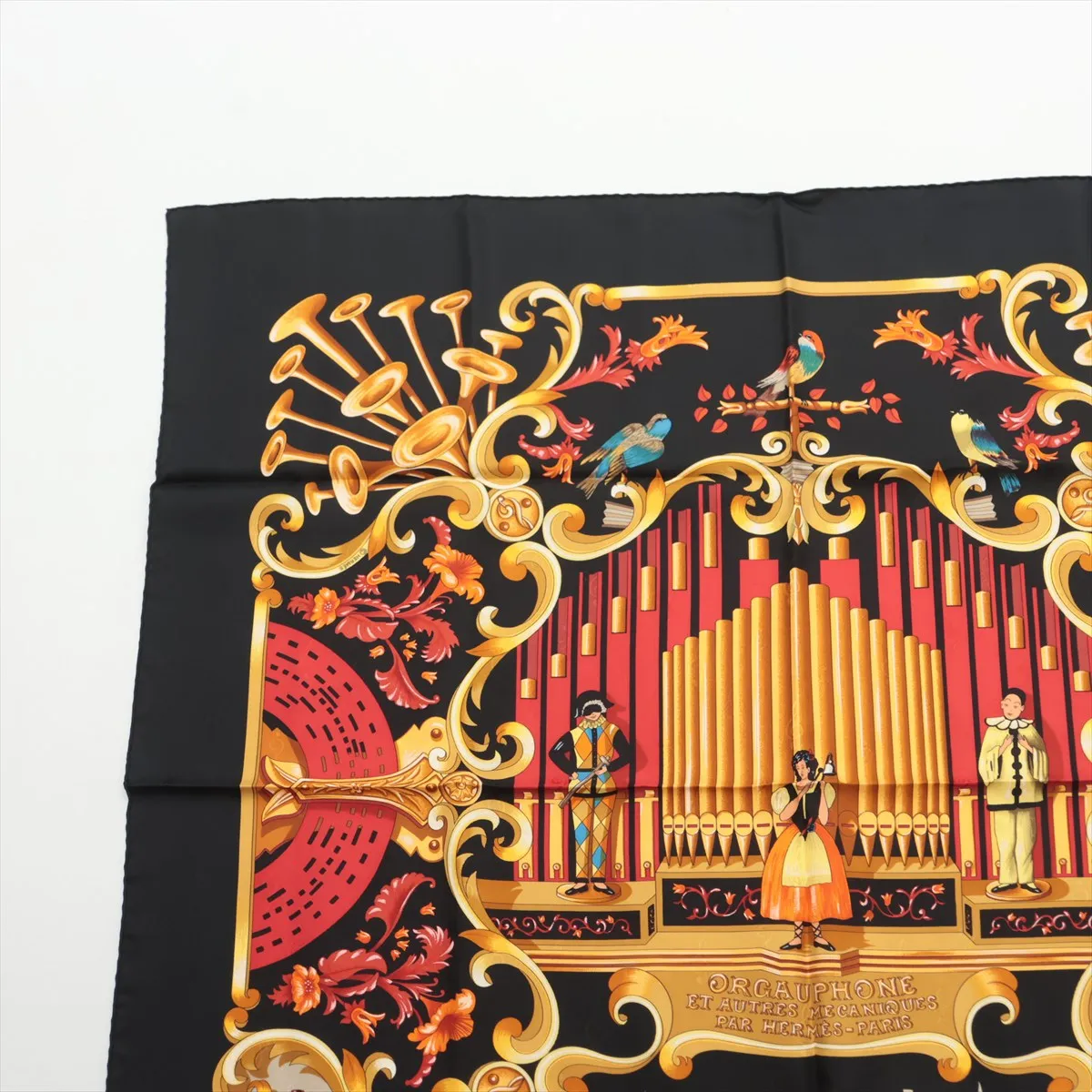 Carre 90 ORGAUPHONE ET AUTRES MECANNIQUES (Pipe Organ and Clockwork Instruments) Scarf, Silk, Black. — view 2