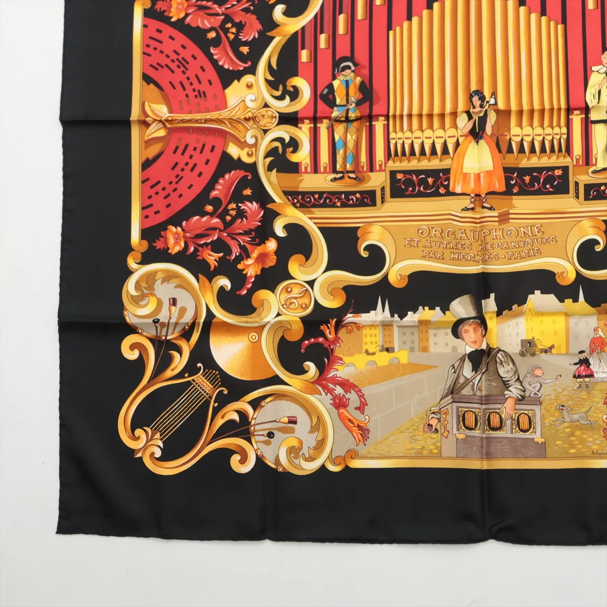 Carre 90 ORGAUPHONE ET AUTRES MECANNIQUES (Pipe Organ and Clockwork Instruments) Scarf, Silk, Black. — view 5