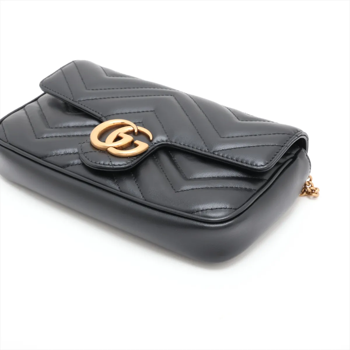 GG Marmont Leather Chain Shoulder Bag, Black, 751526 — view 3