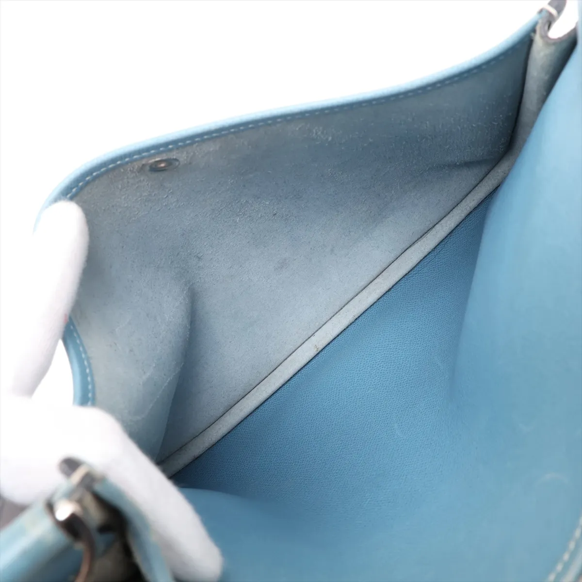 Evelyne II 29 PM, Veau Epsom leather, Blue Jean color, silver hardware. J: 2006 — view 7