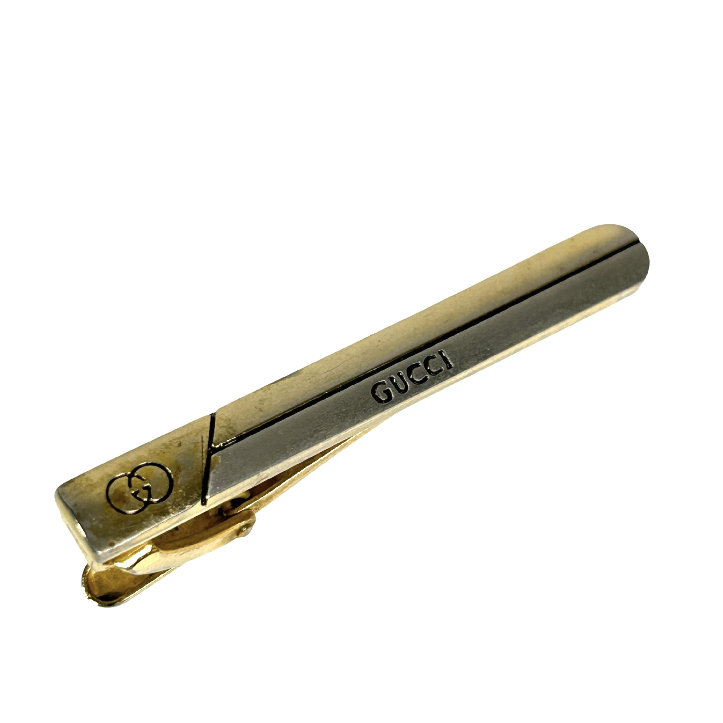 Interlocking G Old Gucci 24KGF Tie Pin Tie Bar Gold Tone Metal Material Men's Tie Clip/Cufflinks — view 2