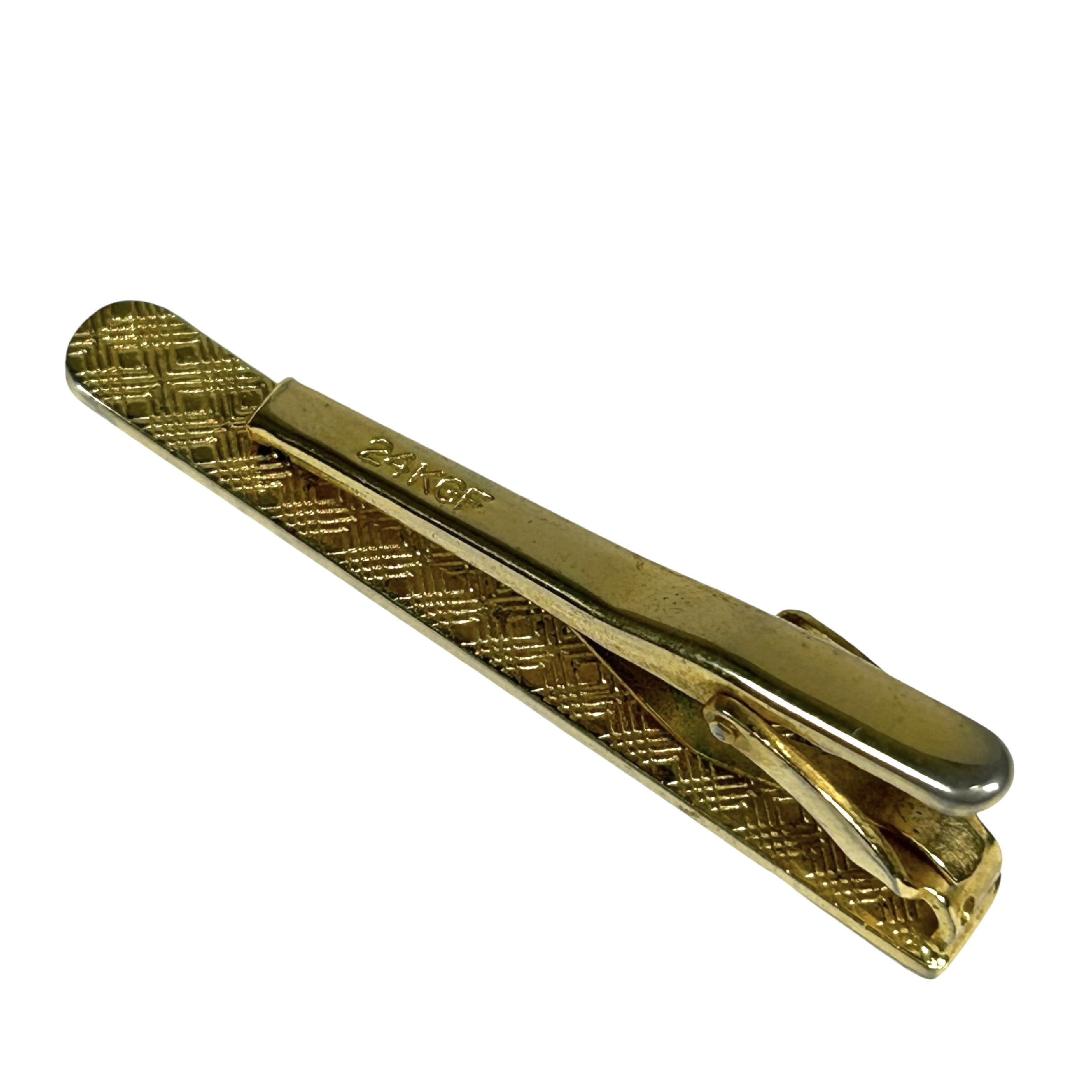 Interlocking G Old Gucci 24KGF Tie Pin Tie Bar Gold Tone Metal Material Men's Tie Clip/Cufflinks — view 3