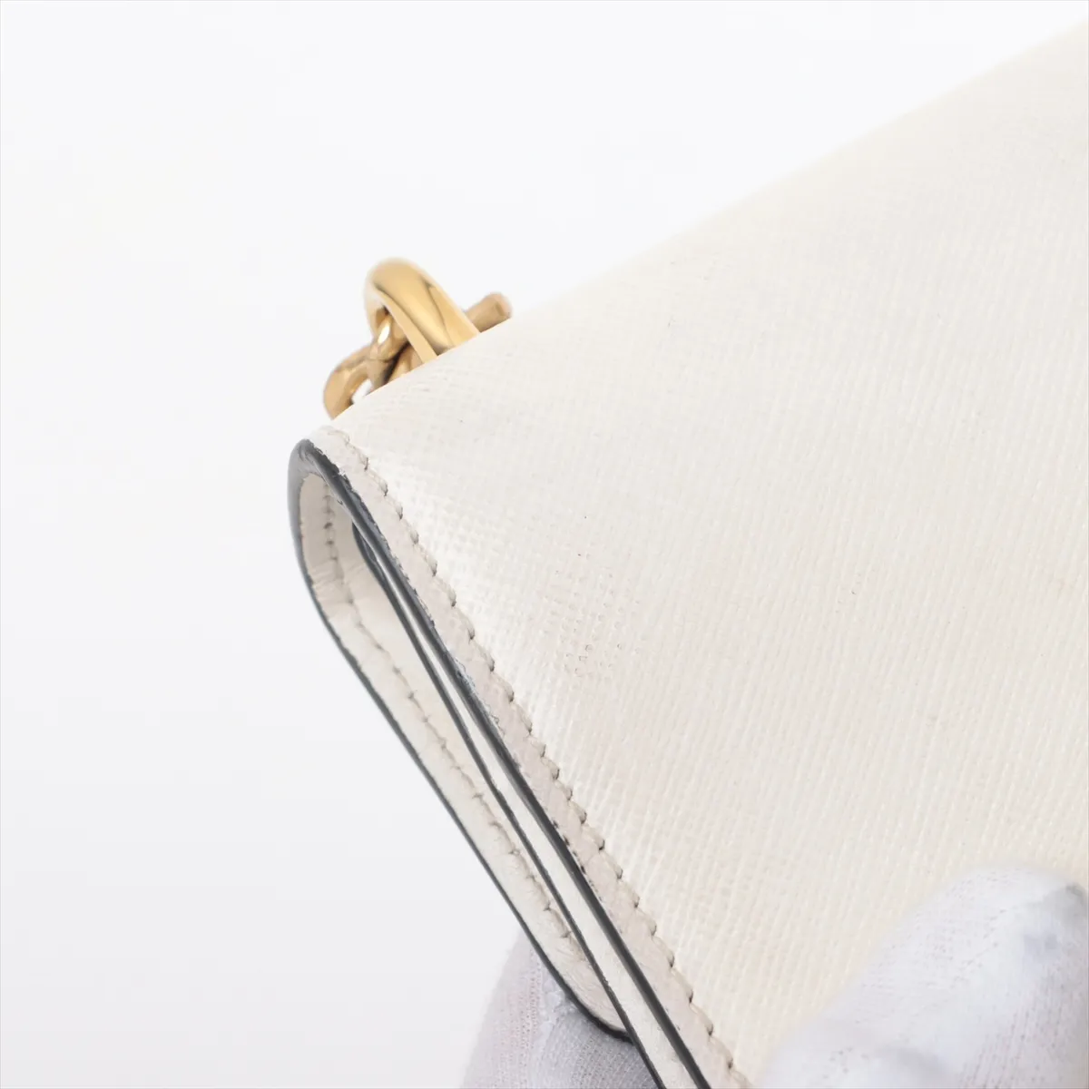 Saffiano leather chain shoulder bag white — view 15