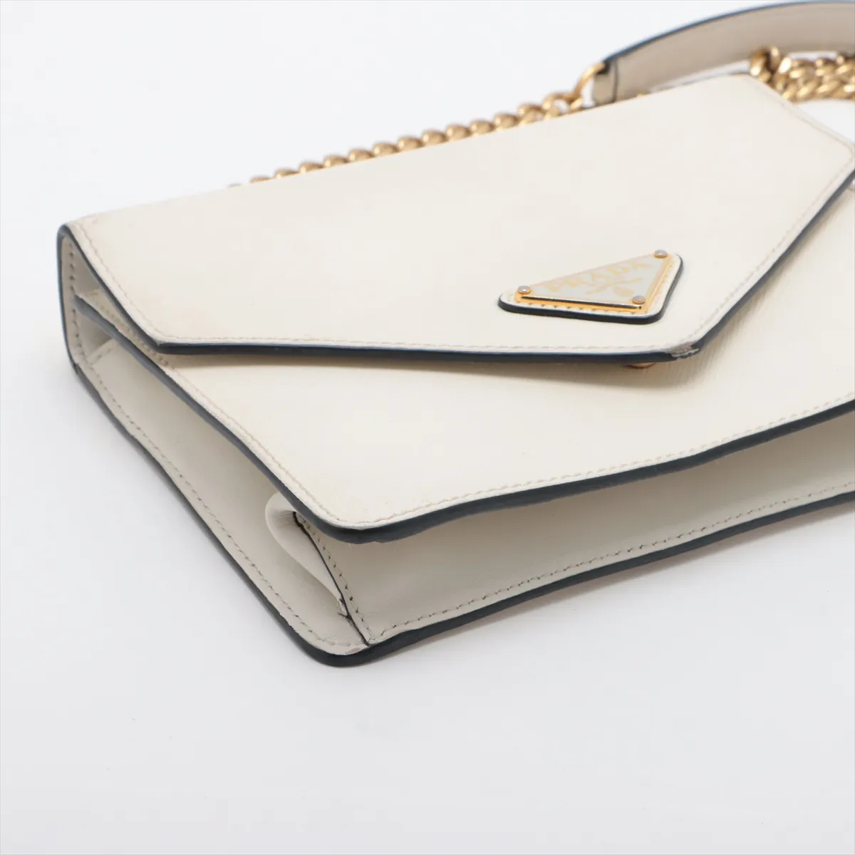 Saffiano leather chain shoulder bag white — view 4