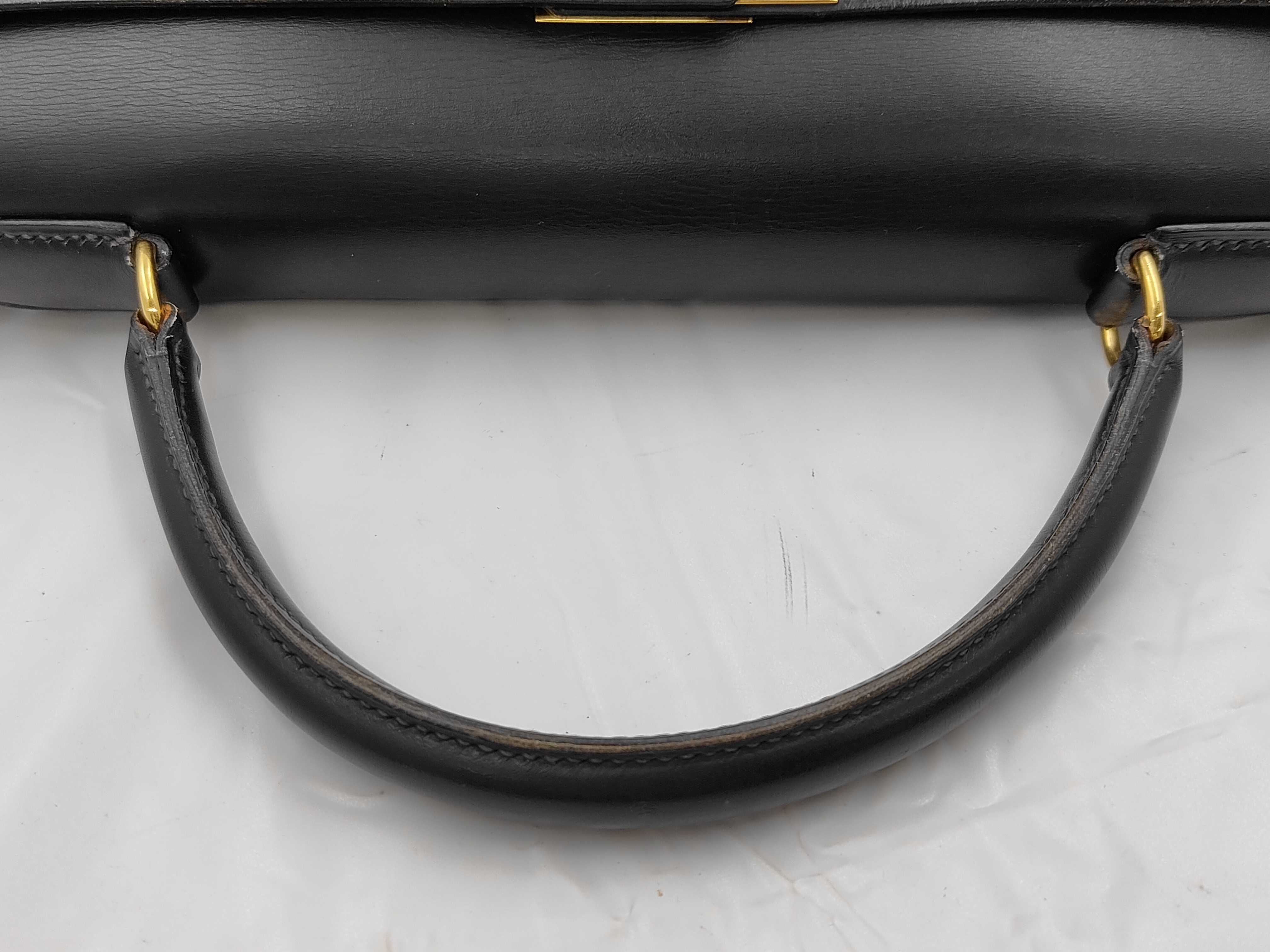 Kelly 32 Sellier Box Calf Black Gold Hardware Handbag — view 3