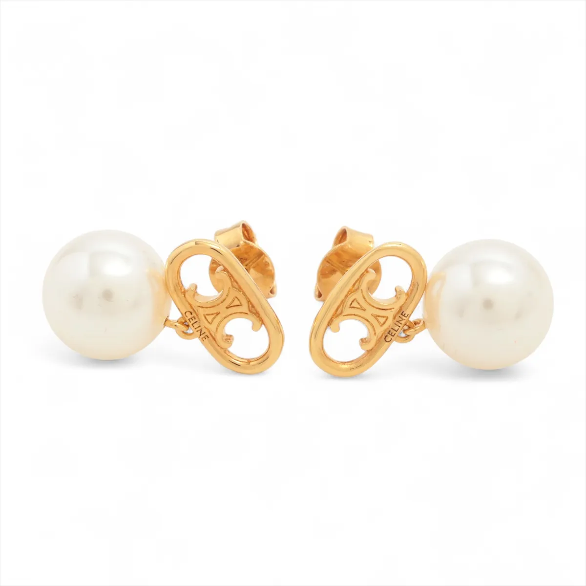 Mini Triomphe UFV3263 Earrings (for both ears) GP x Fake Pearl Gold