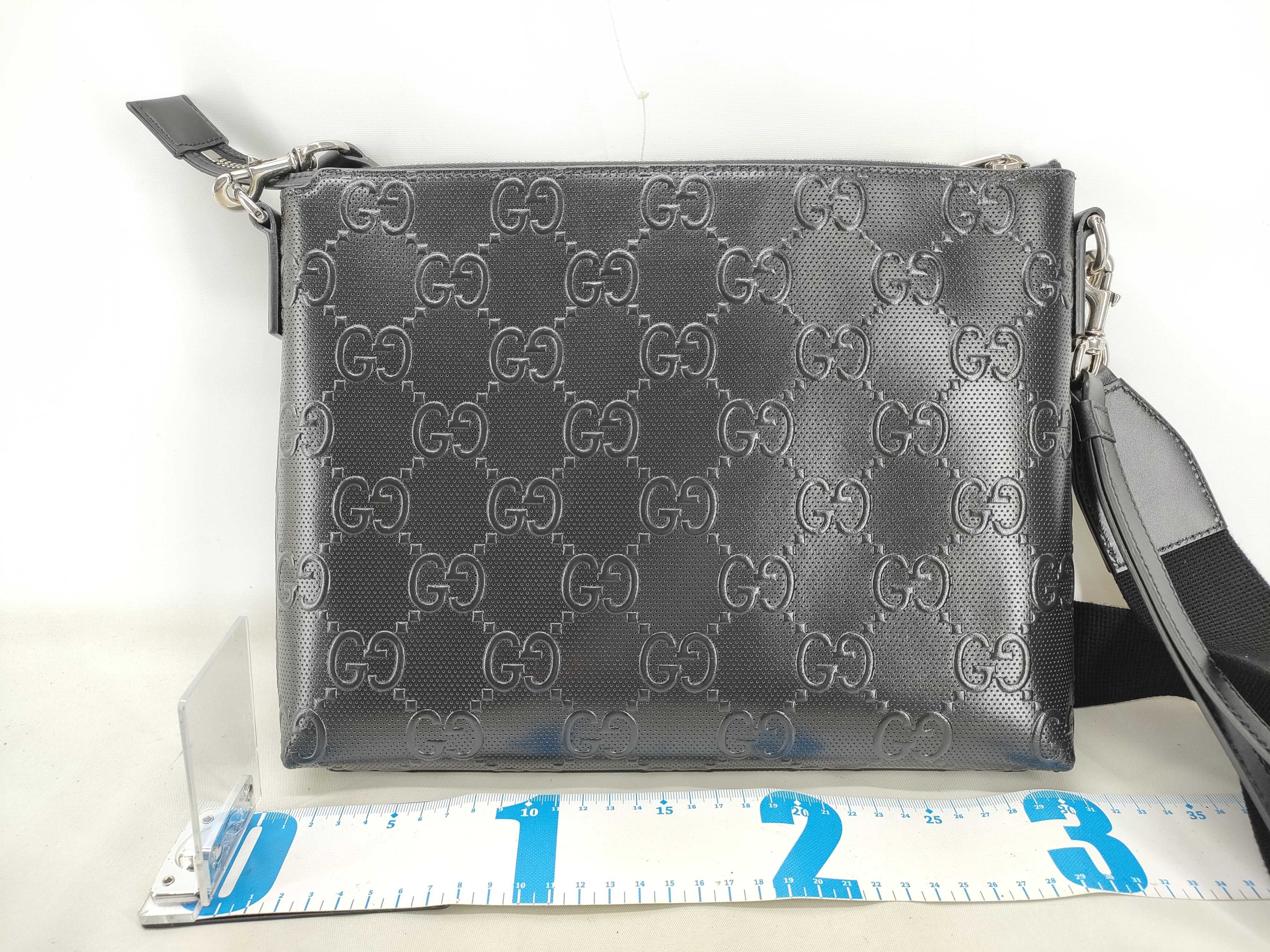 GG Embossed Leather 2-Way Shoulder Bag, Black, 696009 (Shoulder Bag) — view 2