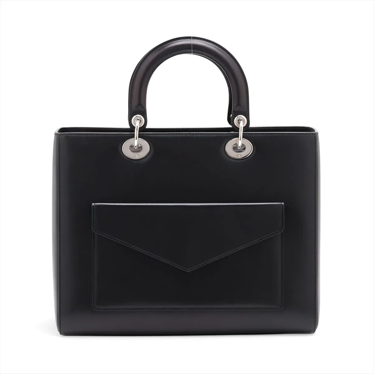 Lady Dior Leather 2-Way Handbag, Black, Outlet — view 2