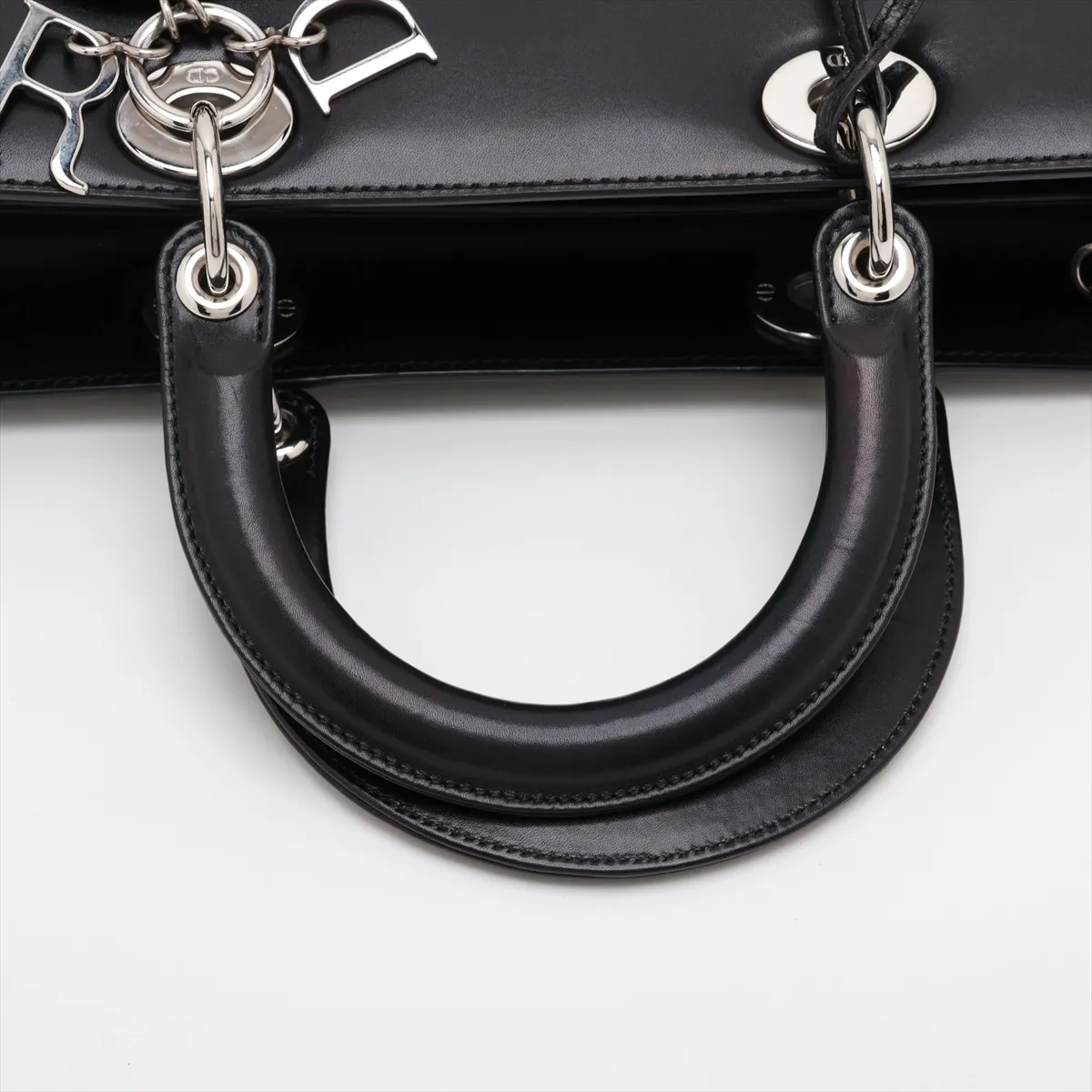 Lady Dior Leather 2-Way Handbag, Black, Outlet — view 5