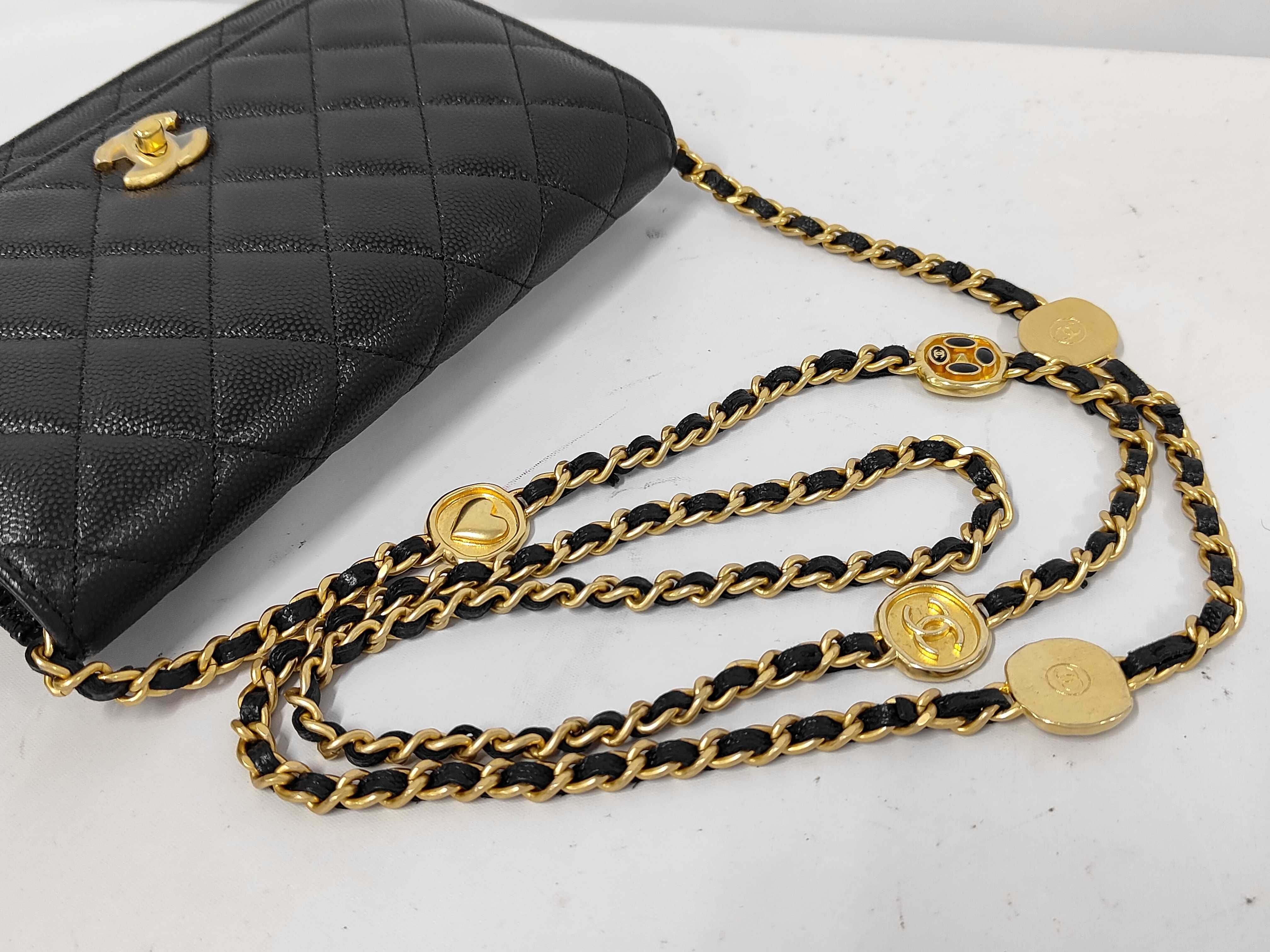 Matelassé Chain Shoulder Bag with Charm — view 3