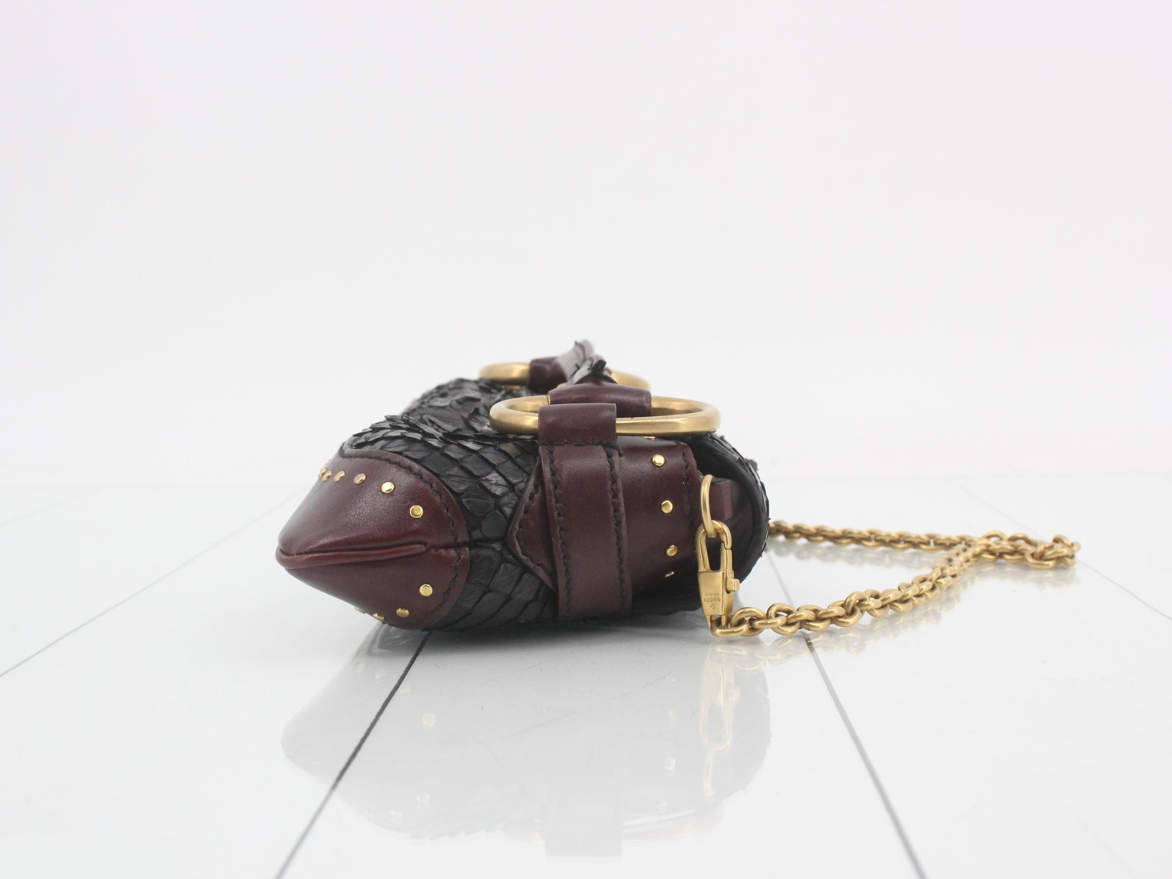 Horsebit Python Studded Chain Shoulder Bag — view 3