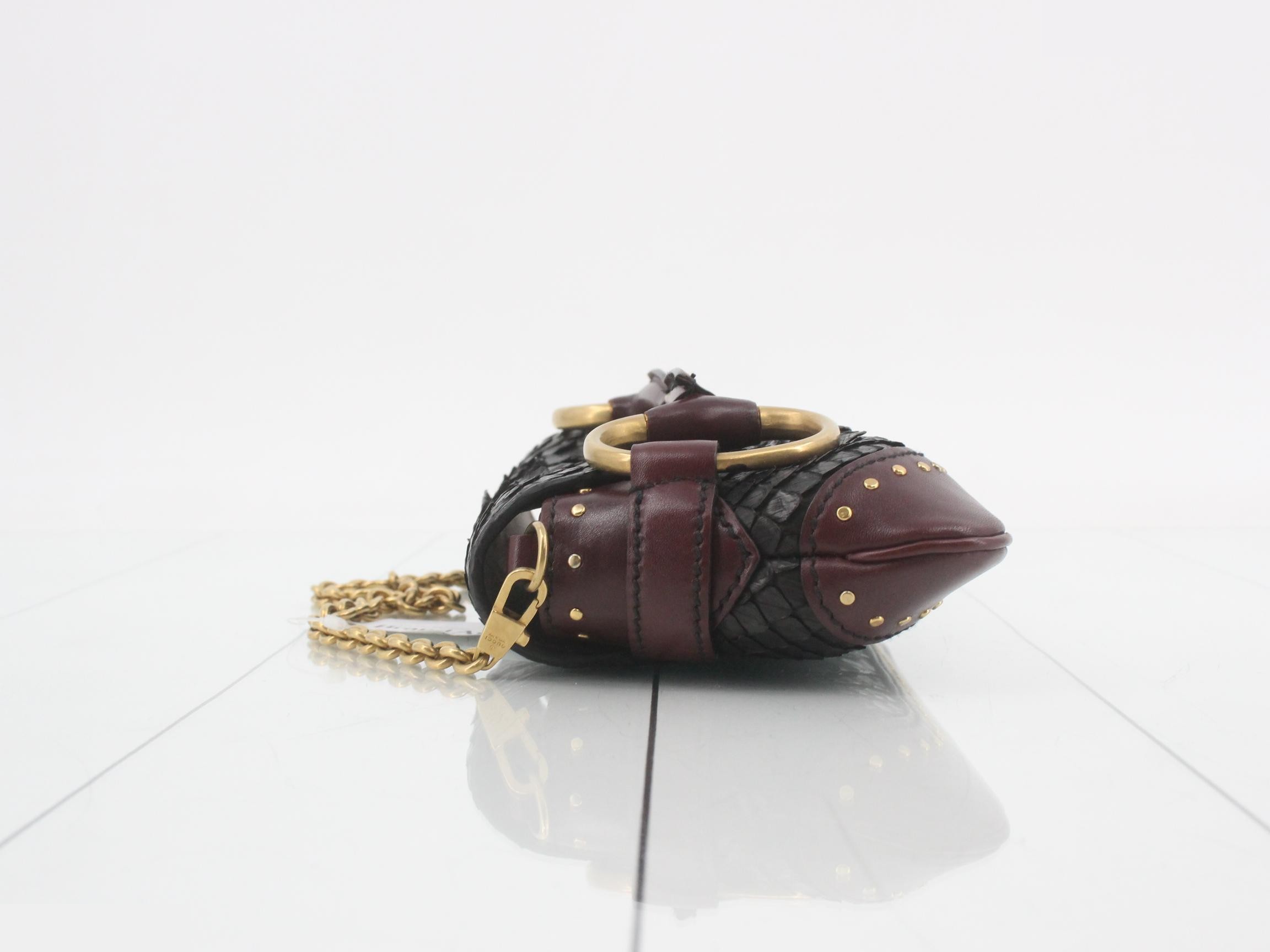 Horsebit Python Studded Chain Shoulder Bag — view 4
