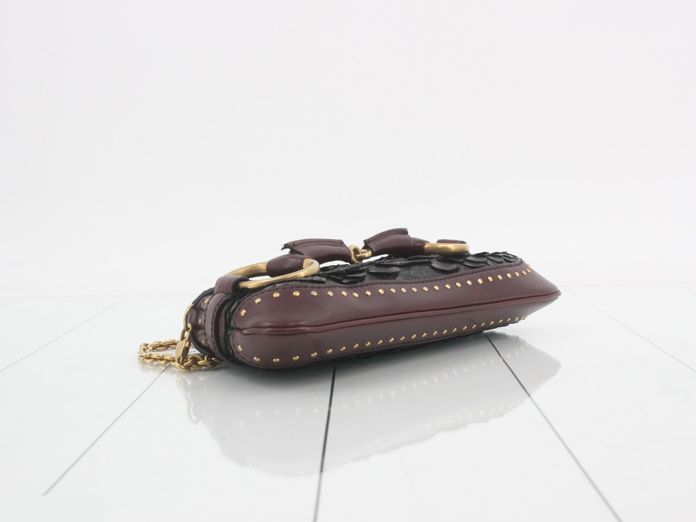 Horsebit Python Studded Chain Shoulder Bag — view 5