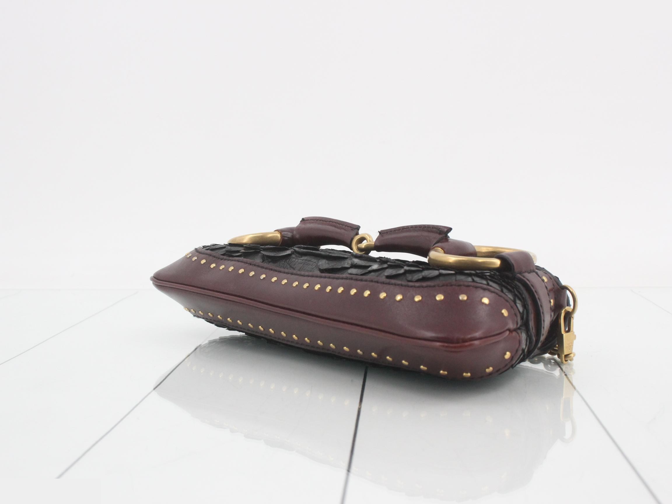 Horsebit Python Studded Chain Shoulder Bag — view 6