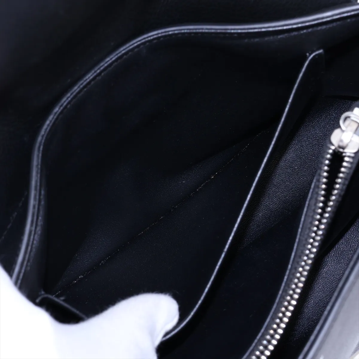 Triomphe Victoire Leather Chain Shoulder Bag, Black — view 10