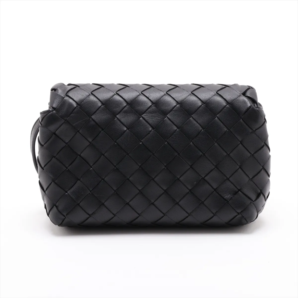 Intrecciato Leather Shoulder Bag, Black — view 2