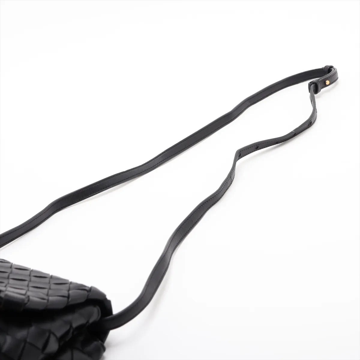 Intrecciato Leather Shoulder Bag, Black — view 5