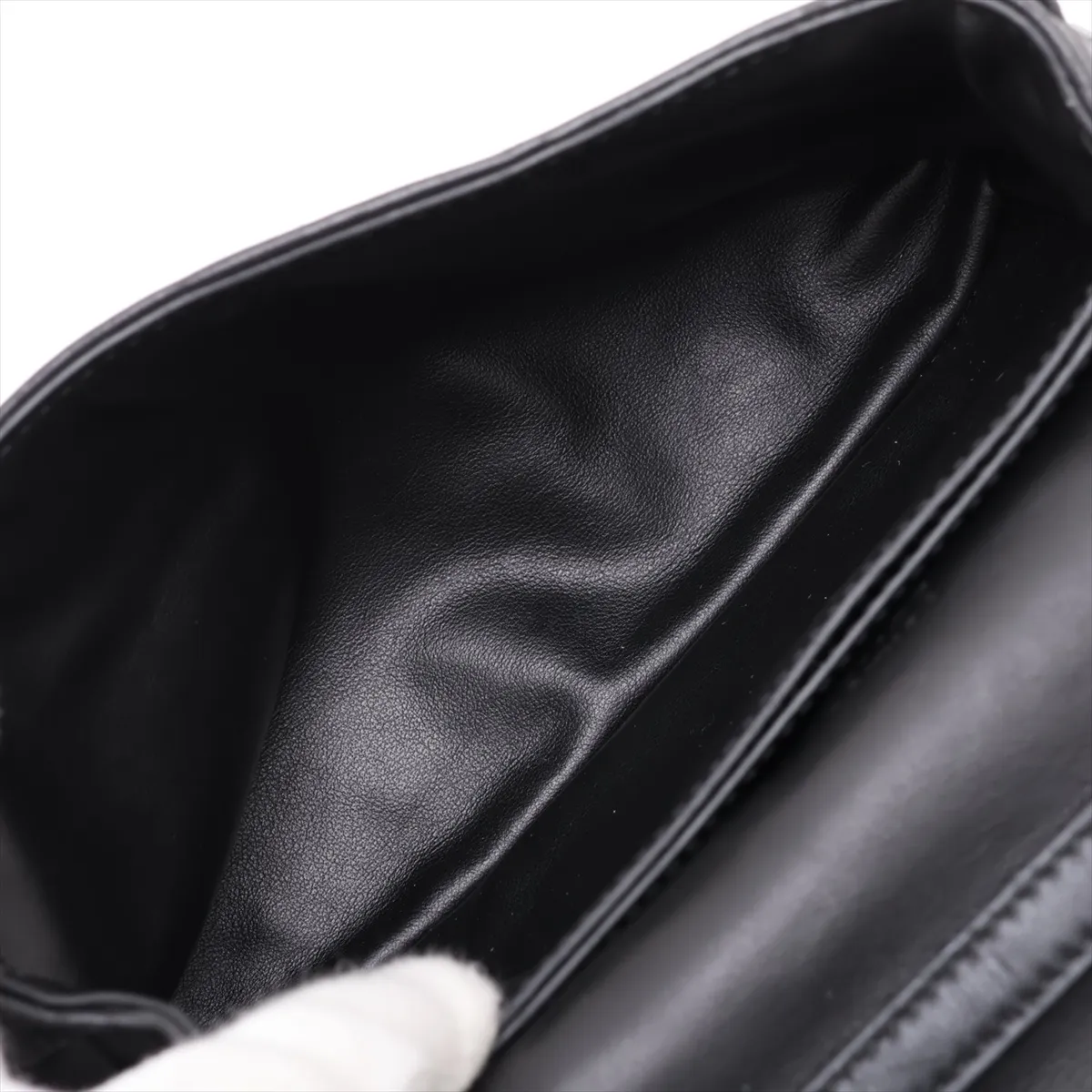 Intrecciato Leather Shoulder Bag, Black — view 6