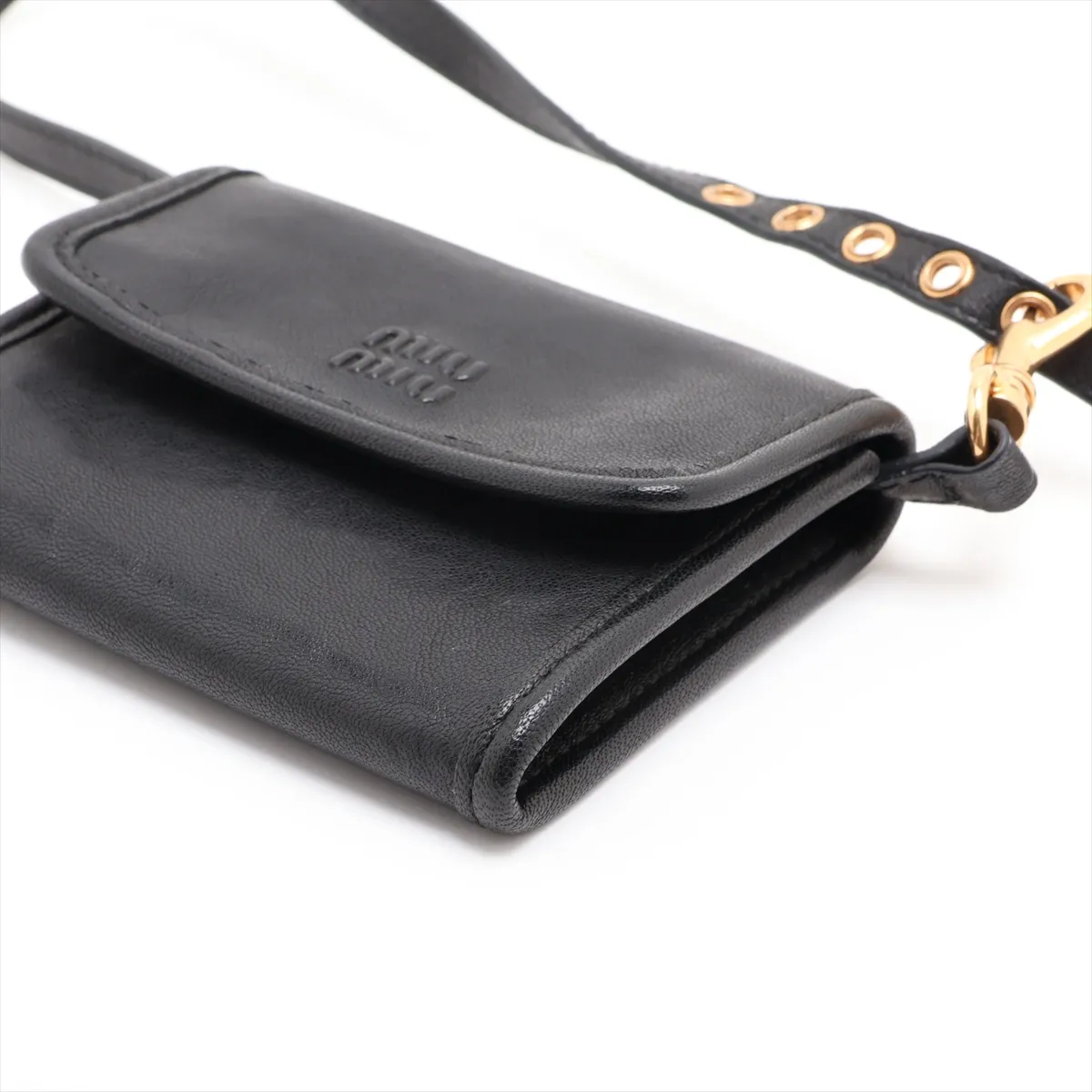 Leather Shoulder Bag, Black — view 3