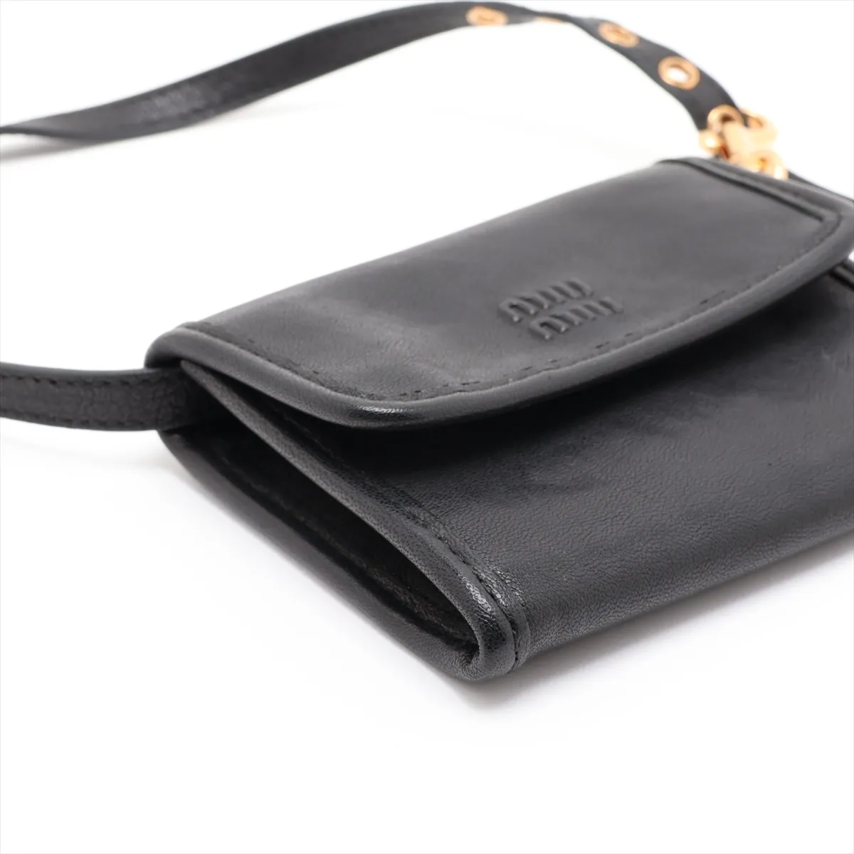 Leather Shoulder Bag, Black — view 4