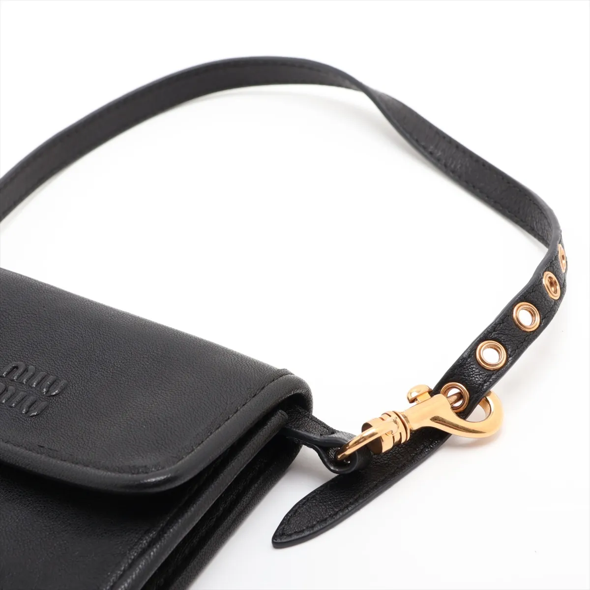 Leather Shoulder Bag, Black — view 5