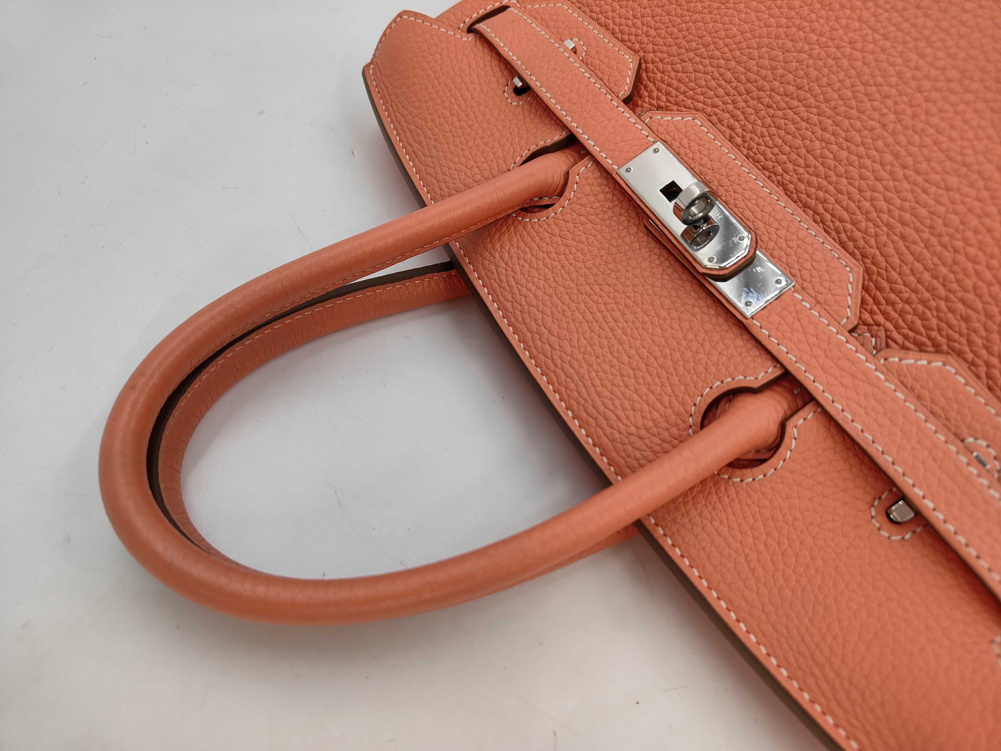Birkin 30 (Q stamp), Taurillon Clemence leather, Crevette silver hardware, handbag — view 5