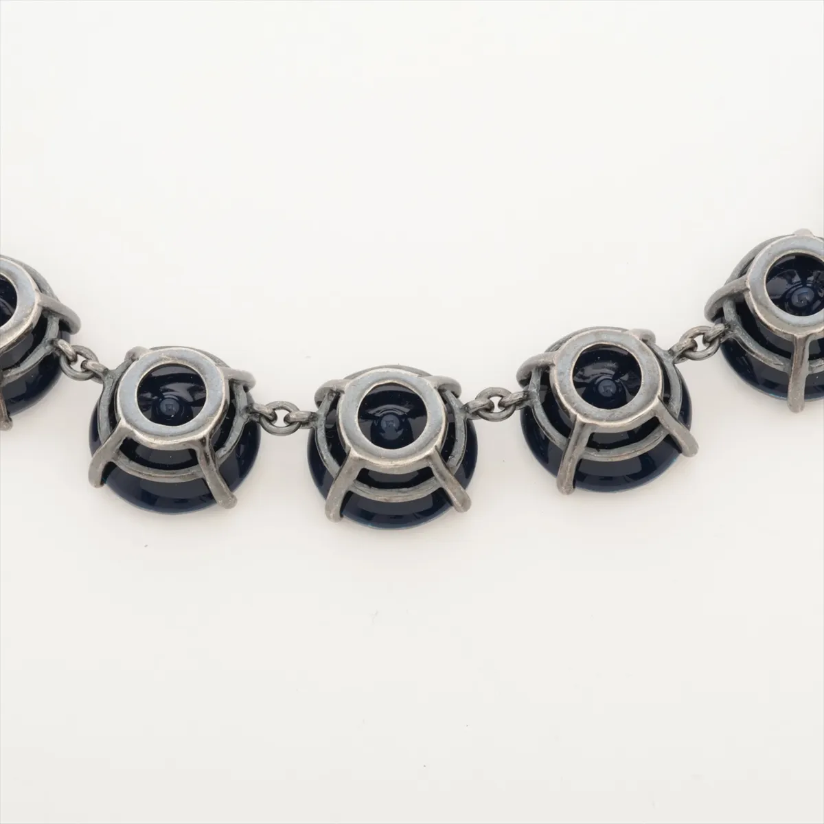 necklace, 925 sterling silver with colored stones, 104g, silver and navy. Shows signs of wear, — view 3