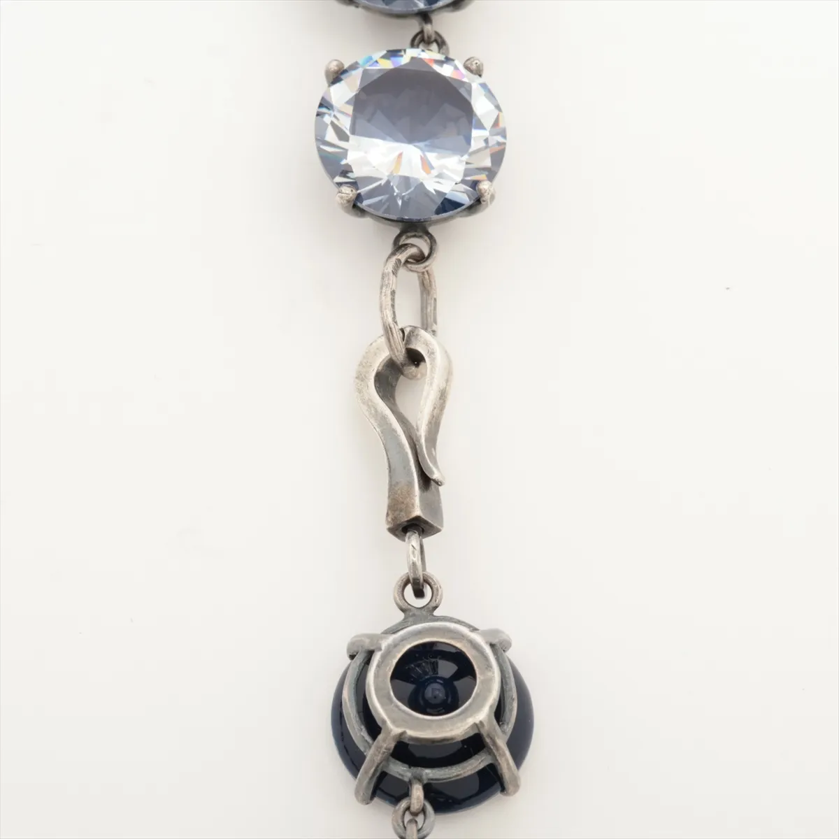 necklace, 925 sterling silver with colored stones, 104g, silver and navy. Shows signs of wear, — view 4