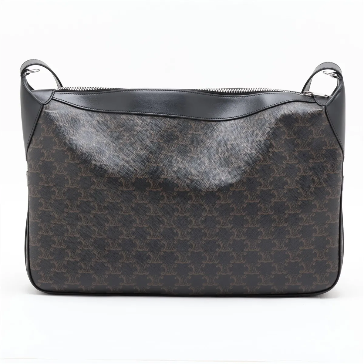 Triomphe Large Strap Romy PVC x Leather Shoulder Bag, Black — view 2