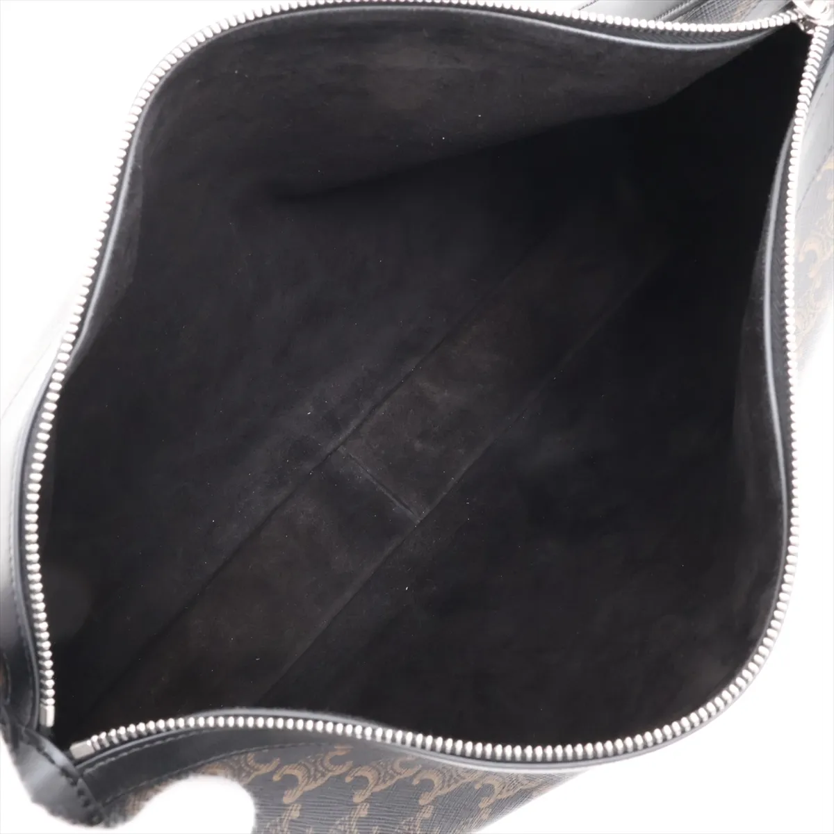 Triomphe Large Strap Romy PVC x Leather Shoulder Bag, Black — view 7