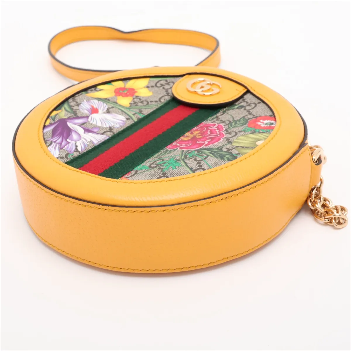 GG Flora Ophidia PVC x Leather Chain Shoulder Bag, Yellow, 550618 — view 3