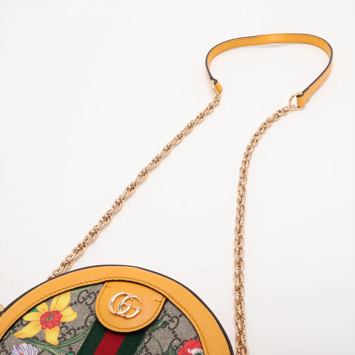 GG Flora Ophidia PVC x Leather Chain Shoulder Bag, Yellow, 550618 — view 5