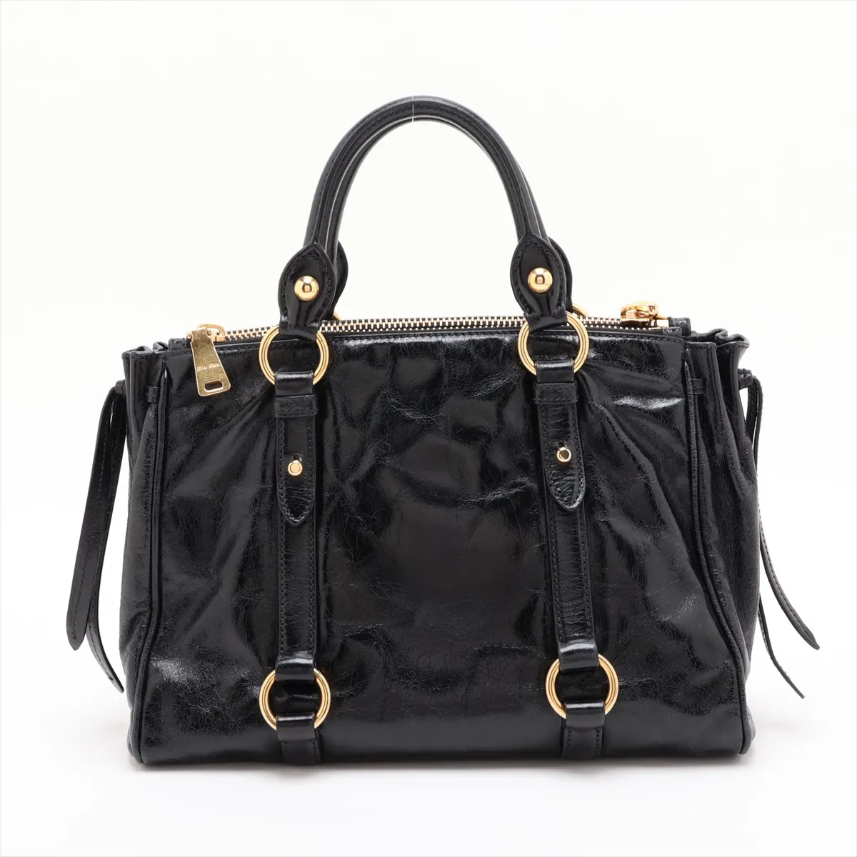 RN0893 Leather 2-Way Handbag, Black — view 2