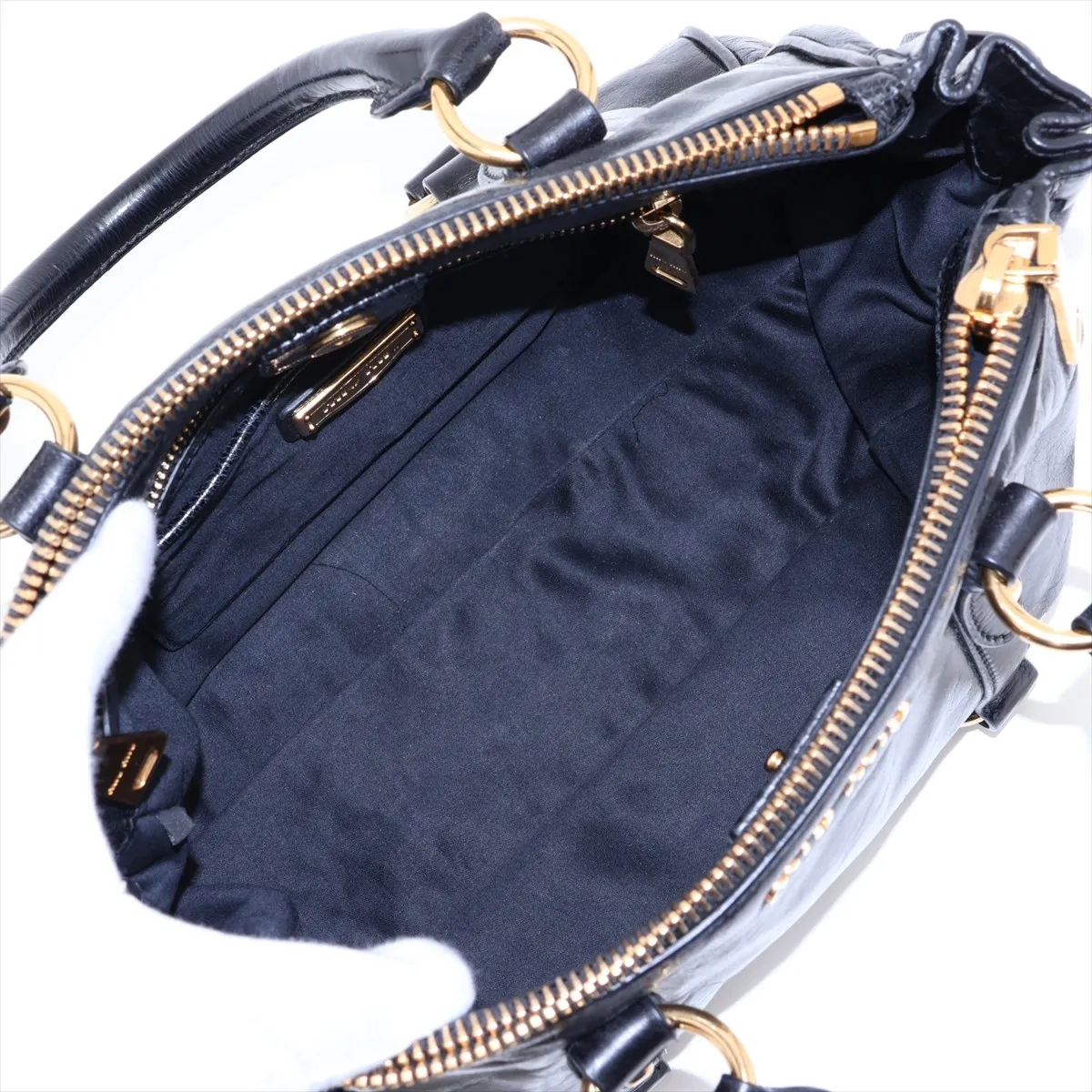 RN0893 Leather 2-Way Handbag, Black — view 8