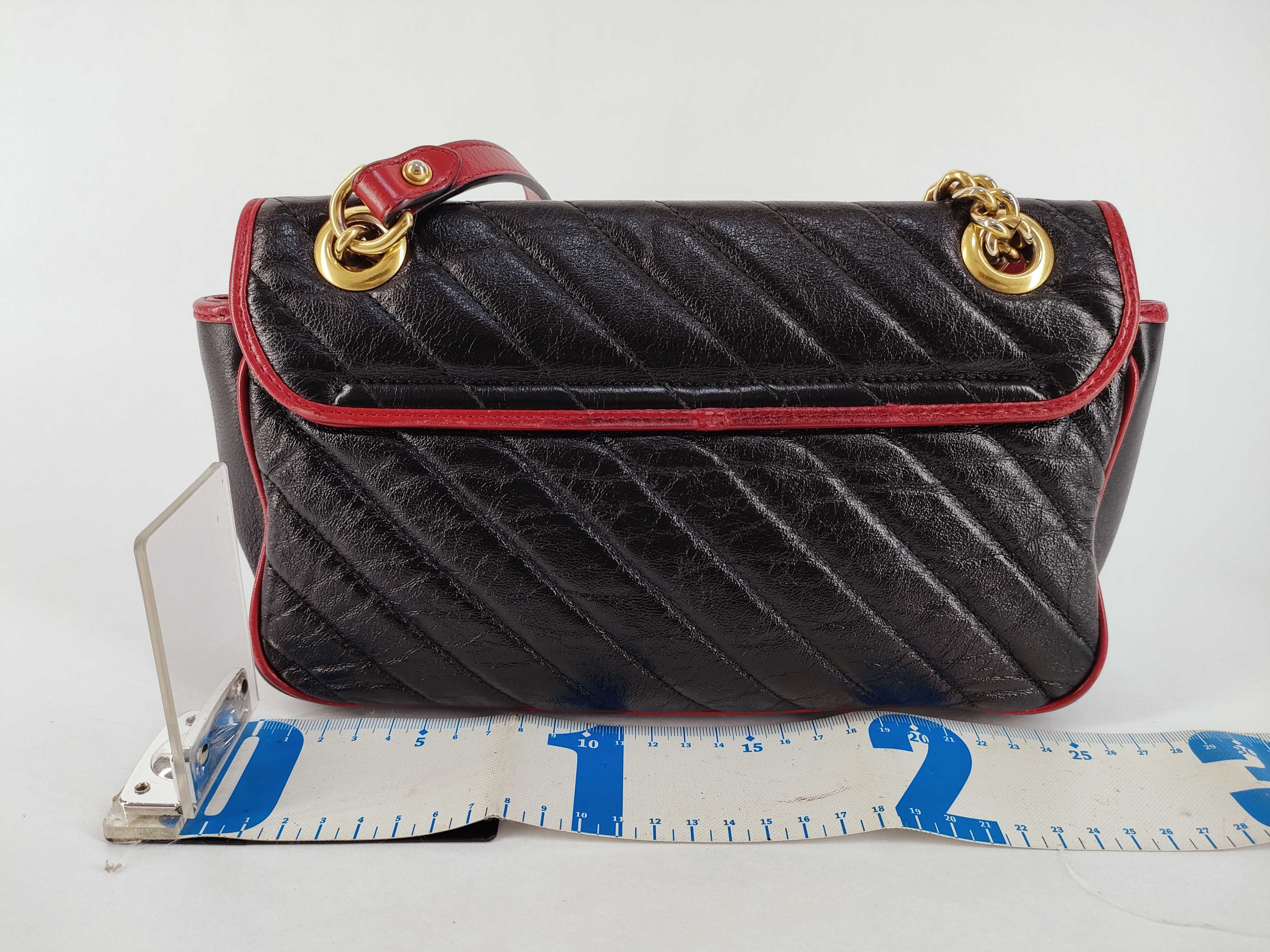 GG Marmont Chain Shoulder Bag, Quilted Leather, Black/Red, 443497 (Shoulder Bag) — view 2