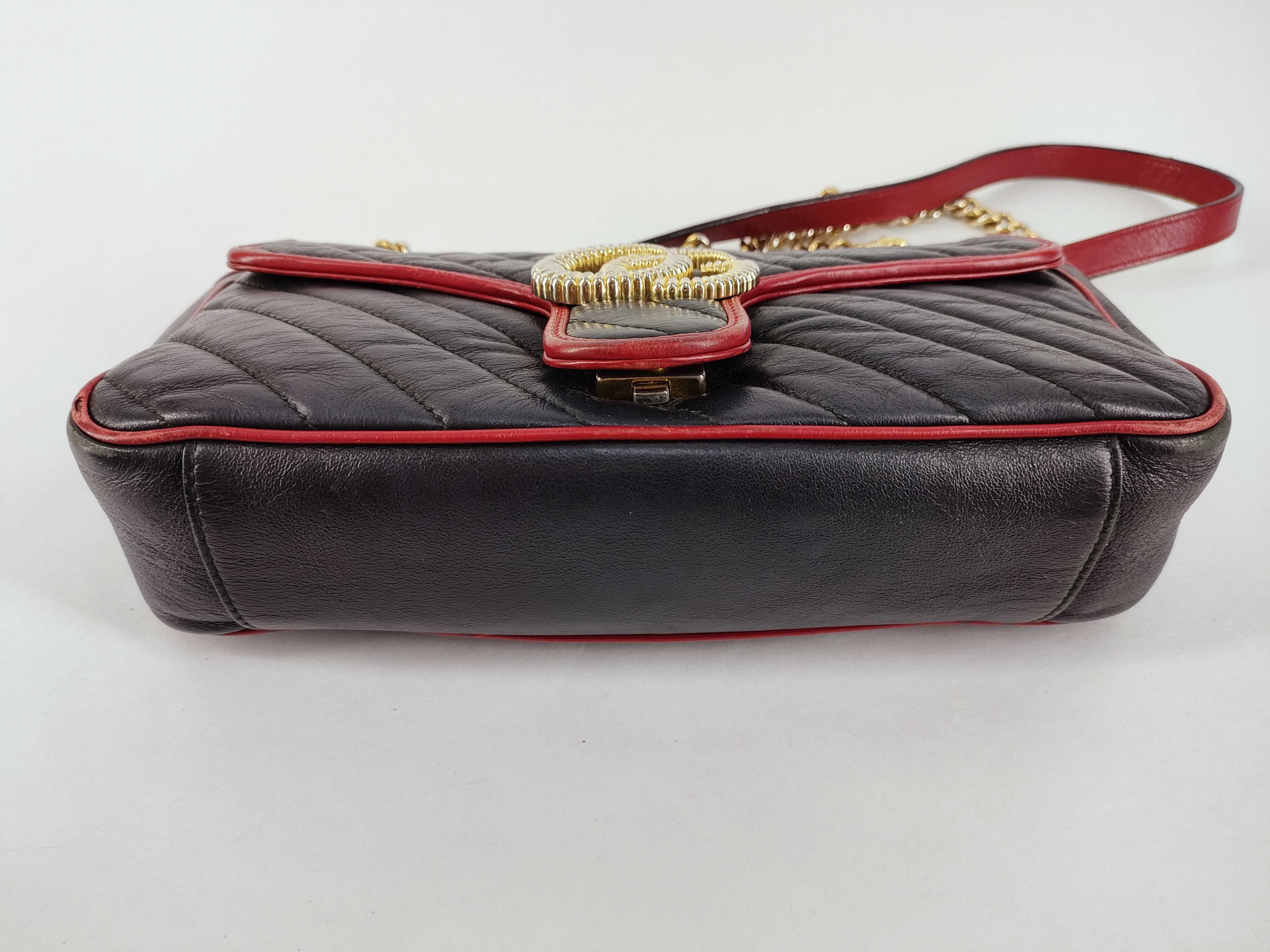 GG Marmont Chain Shoulder Bag, Quilted Leather, Black/Red, 443497 (Shoulder Bag) — view 7