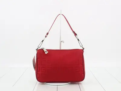 Nylon logo accessory pouch, red