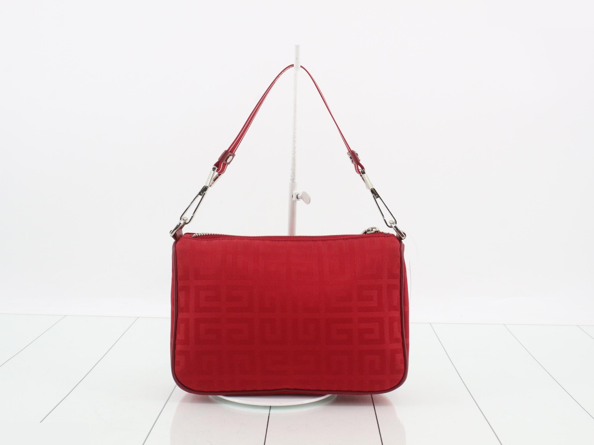 Nylon logo accessory pouch, red — view 2