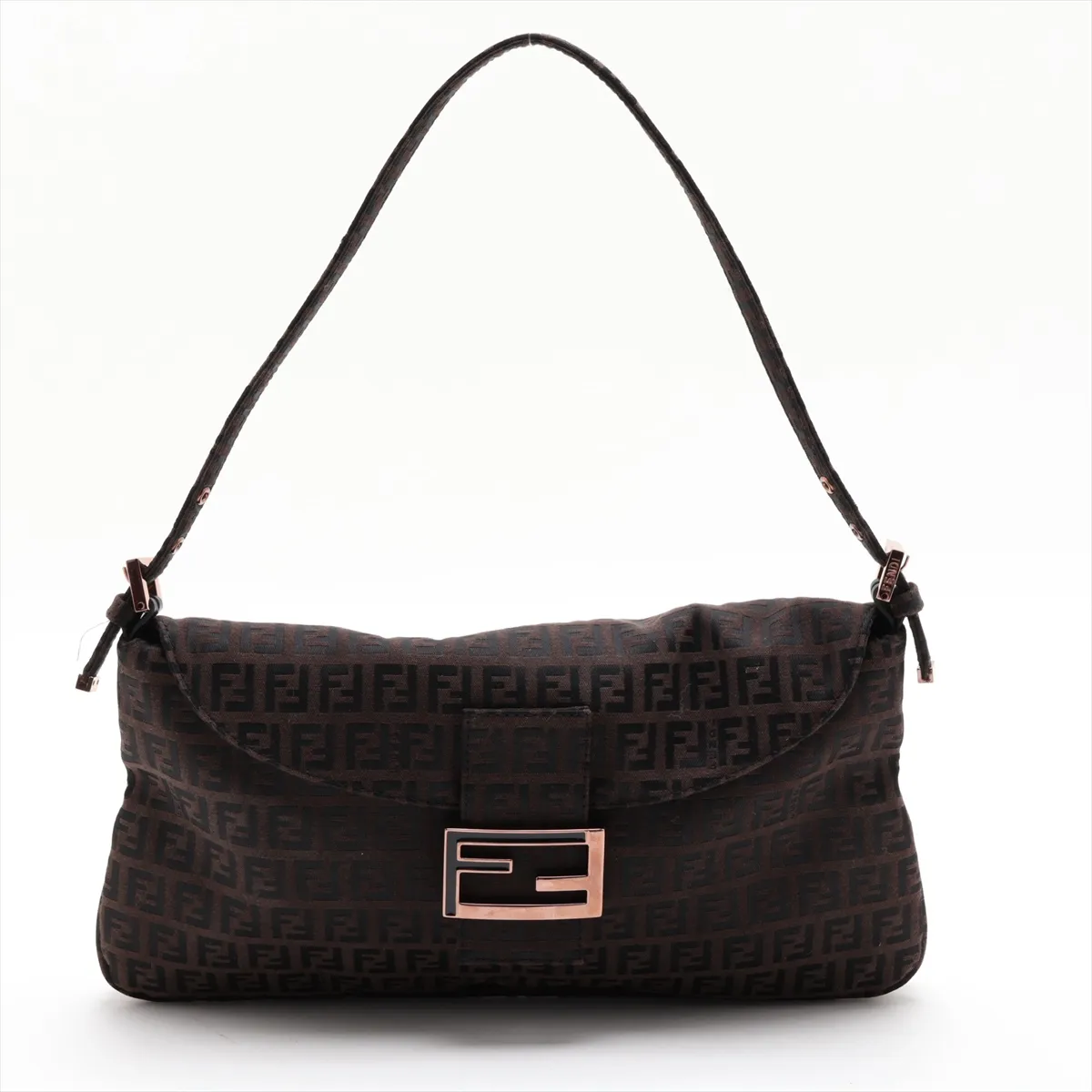 Zucchino 8BR002 Canvas x Leather Shoulder Bag Brown x Black