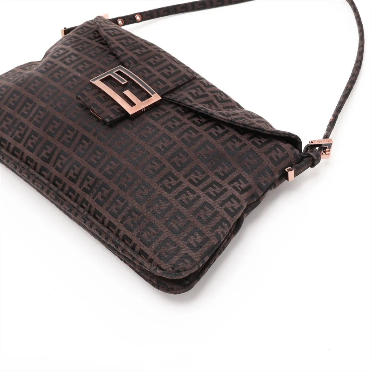Zucchino 8BR002 Canvas x Leather Shoulder Bag Brown x Black — view 3