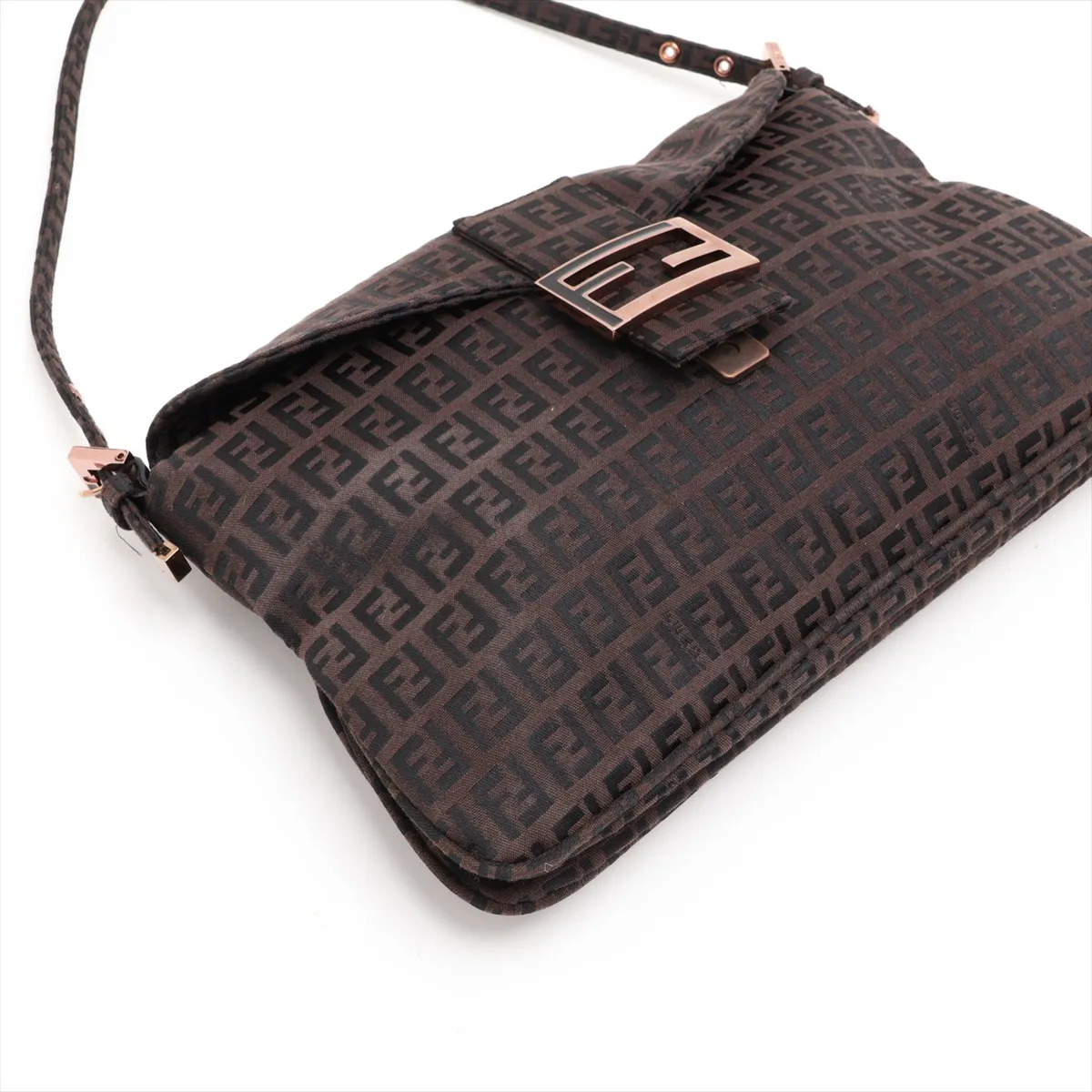 Zucchino 8BR002 Canvas x Leather Shoulder Bag Brown x Black — view 4
