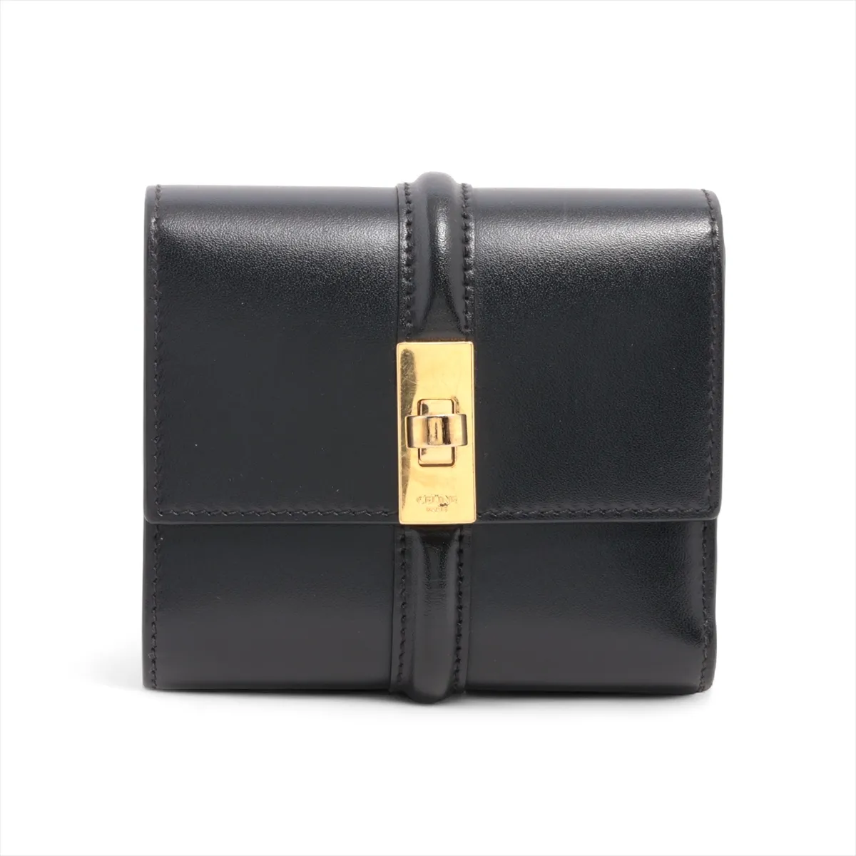 Small Trifold Wallet 16 Leather Compact Wallet Black