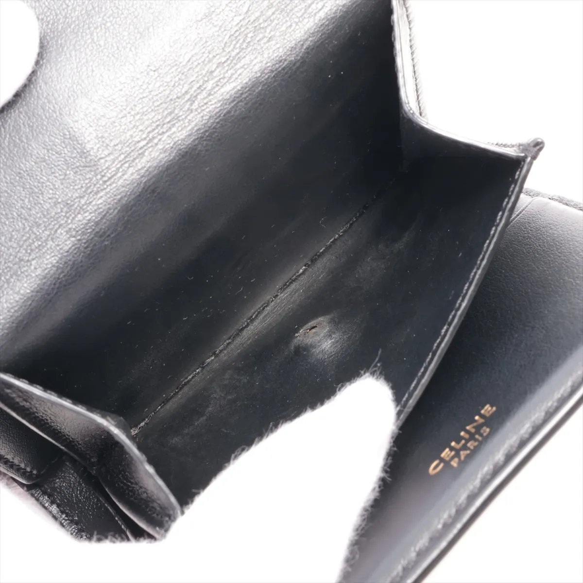 Small Trifold Wallet 16 Leather Compact Wallet Black — view 7