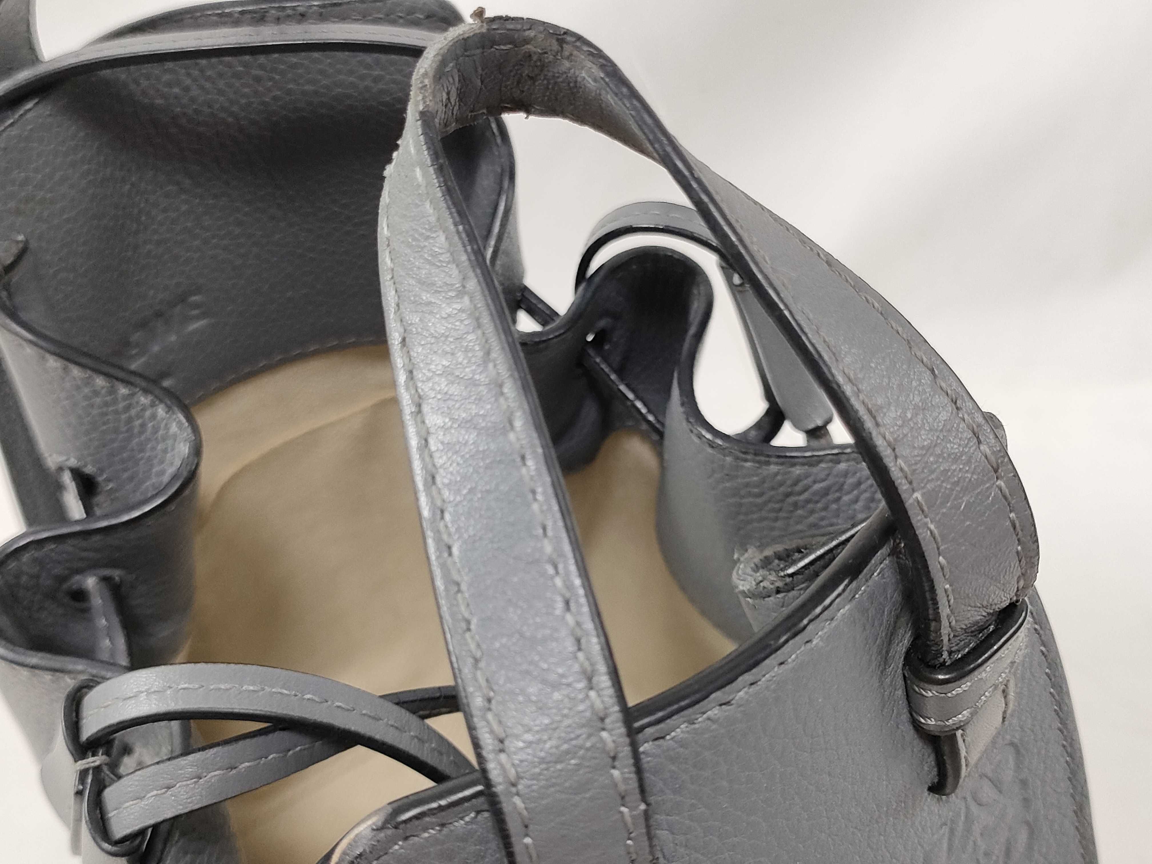 Hammock Drawstring Mini Leather 2-Way Handbag, Gray — view 4