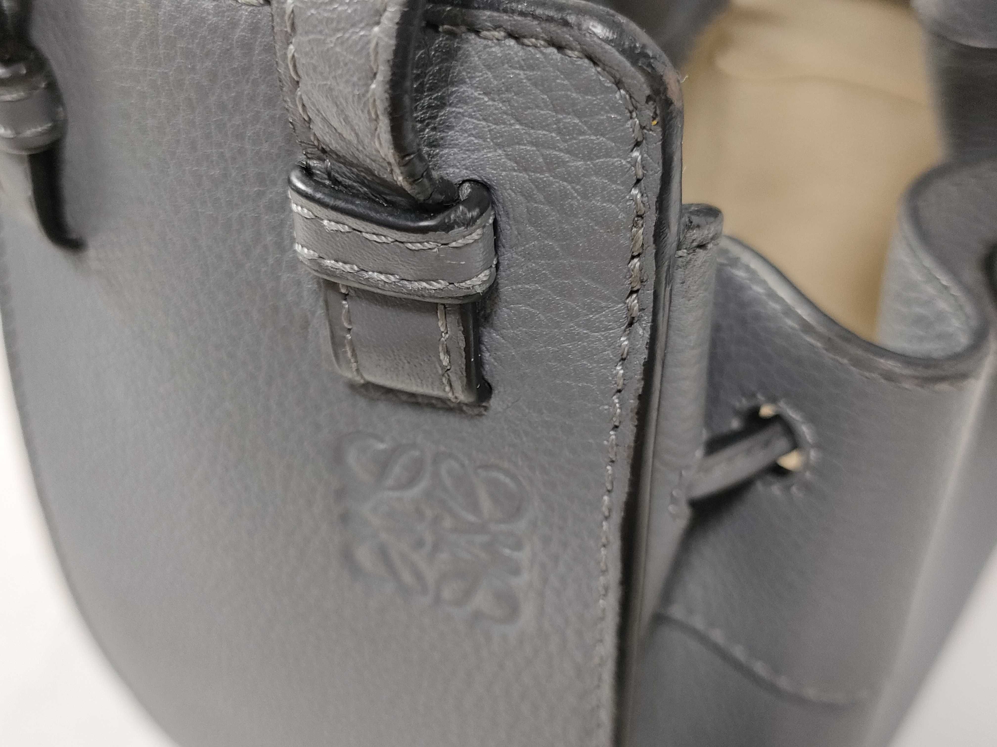 Hammock Drawstring Mini Leather 2-Way Handbag, Gray — view 5