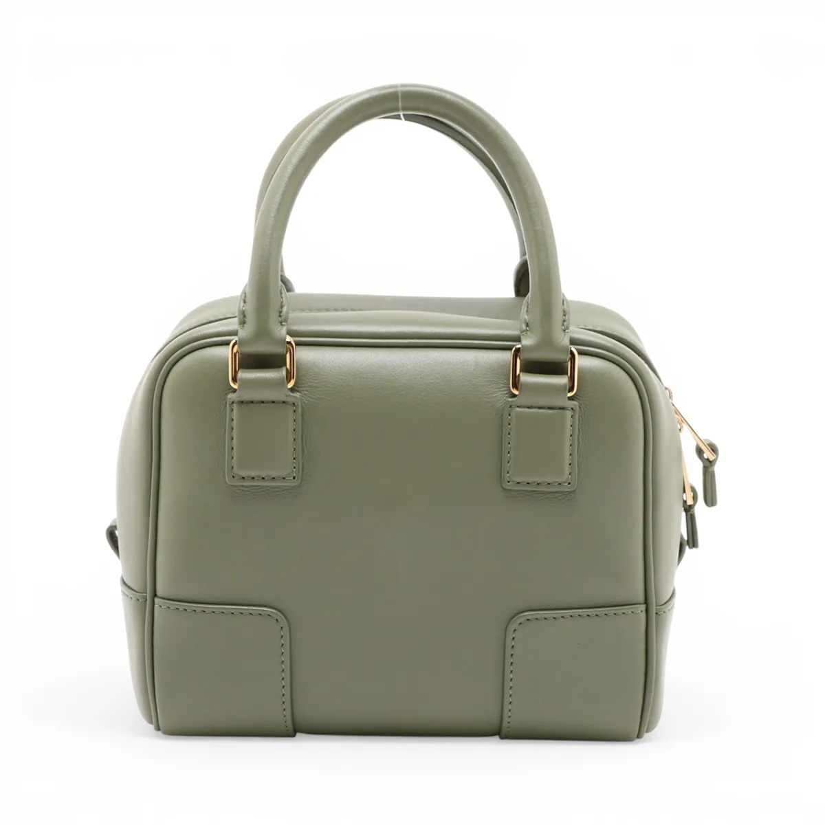 Amazona 16 Square Leather 2-Way Handbag, Khaki — view 2