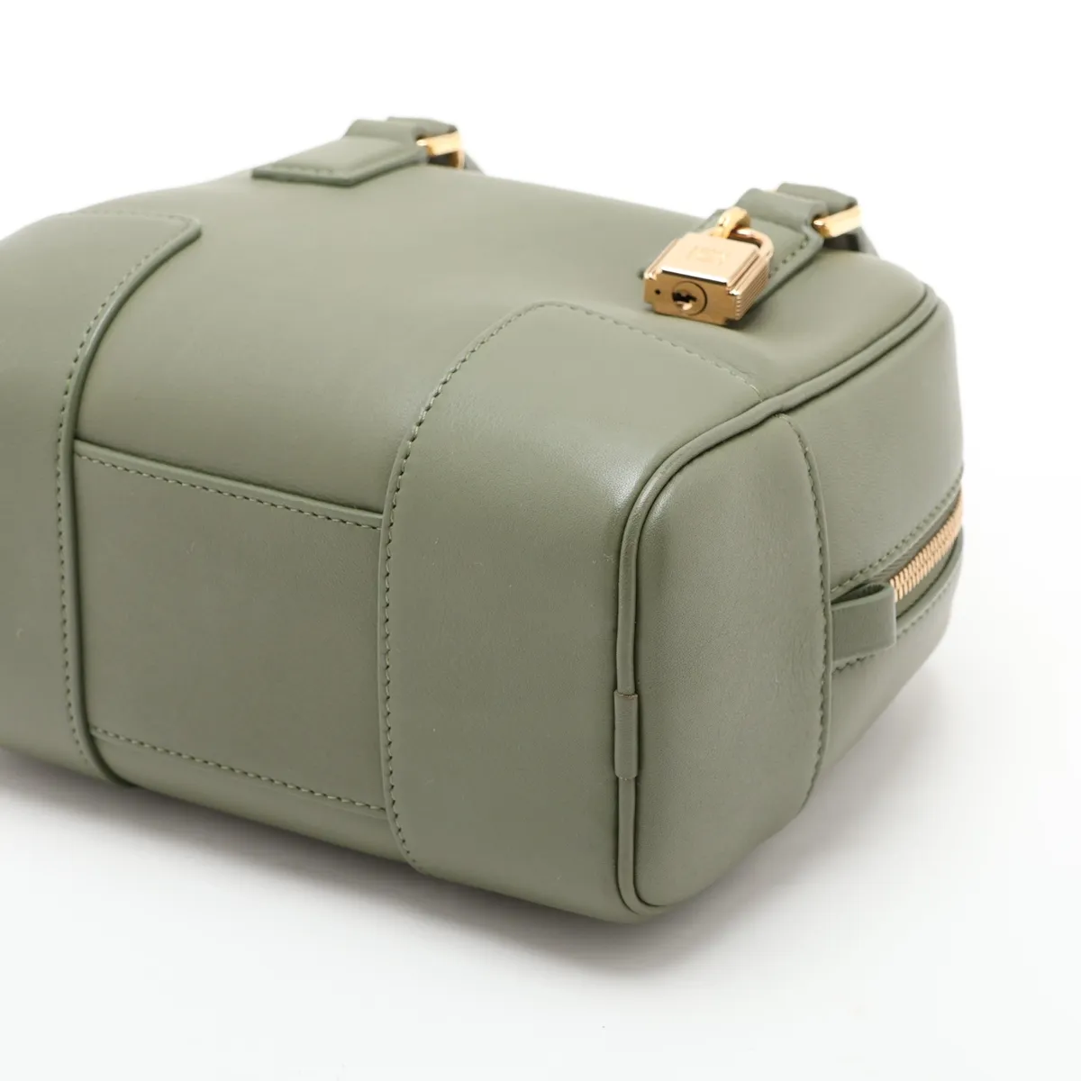 Amazona 16 Square Leather 2-Way Handbag, Khaki — view 3