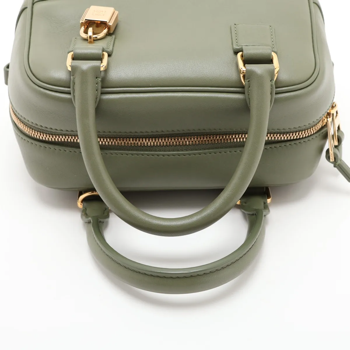 Amazona 16 Square Leather 2-Way Handbag, Khaki — view 5