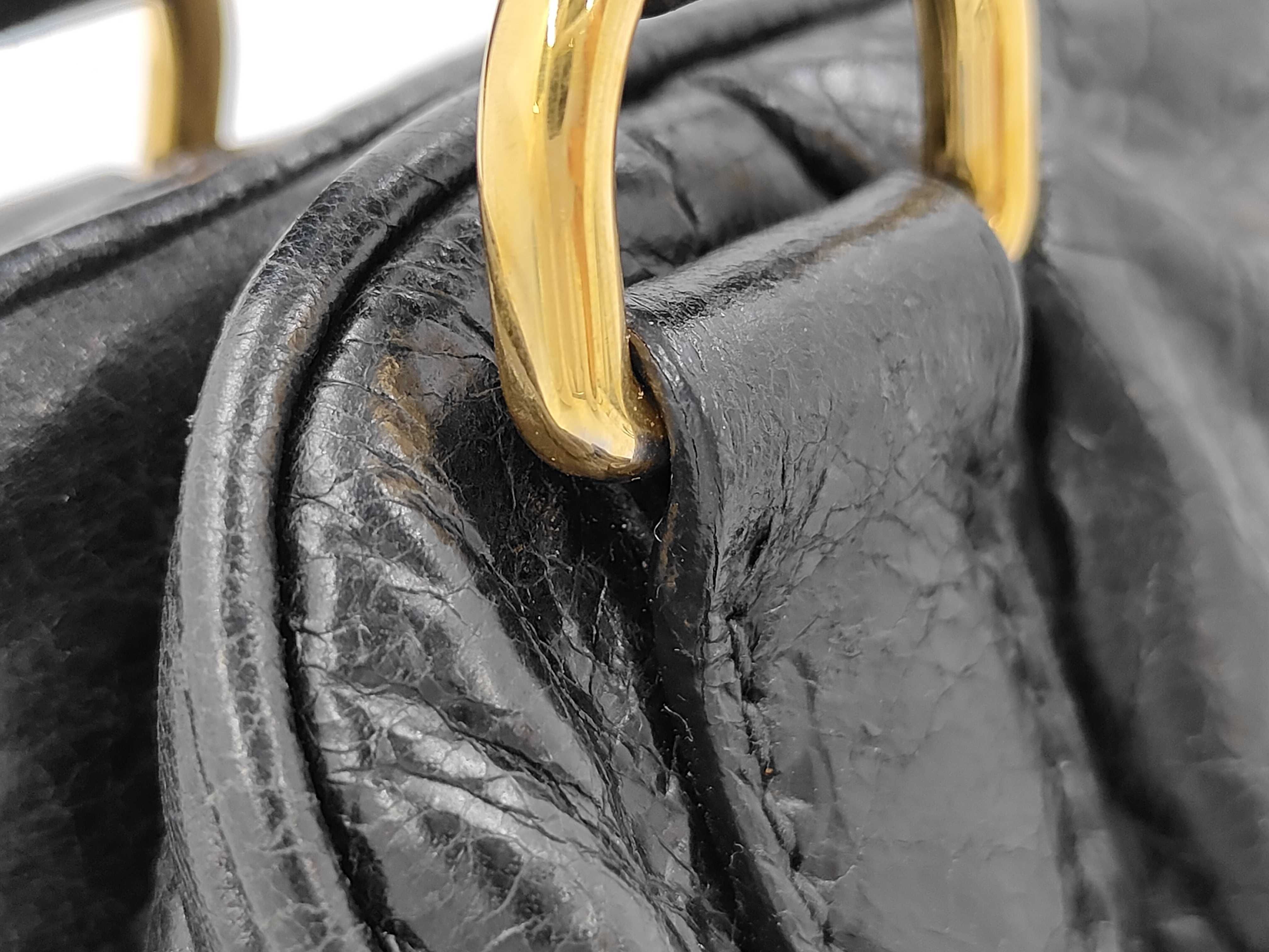 Vitello Luxe Black 2-Way Handbag with Shoulder Strap and Charm — view 3