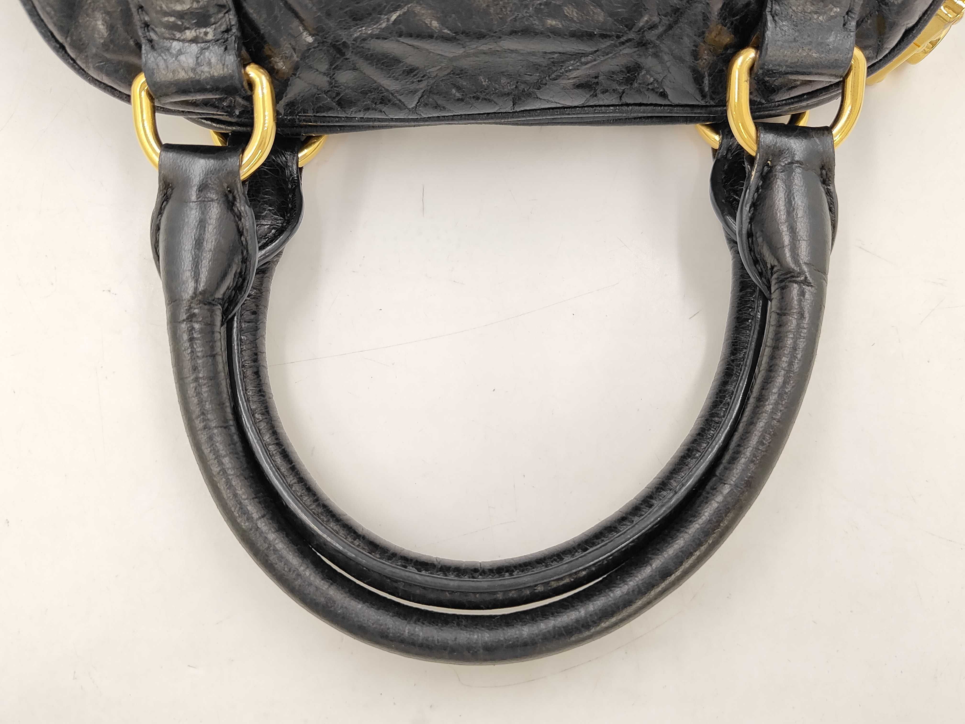 Vitello Luxe Black 2-Way Handbag with Shoulder Strap and Charm — view 5